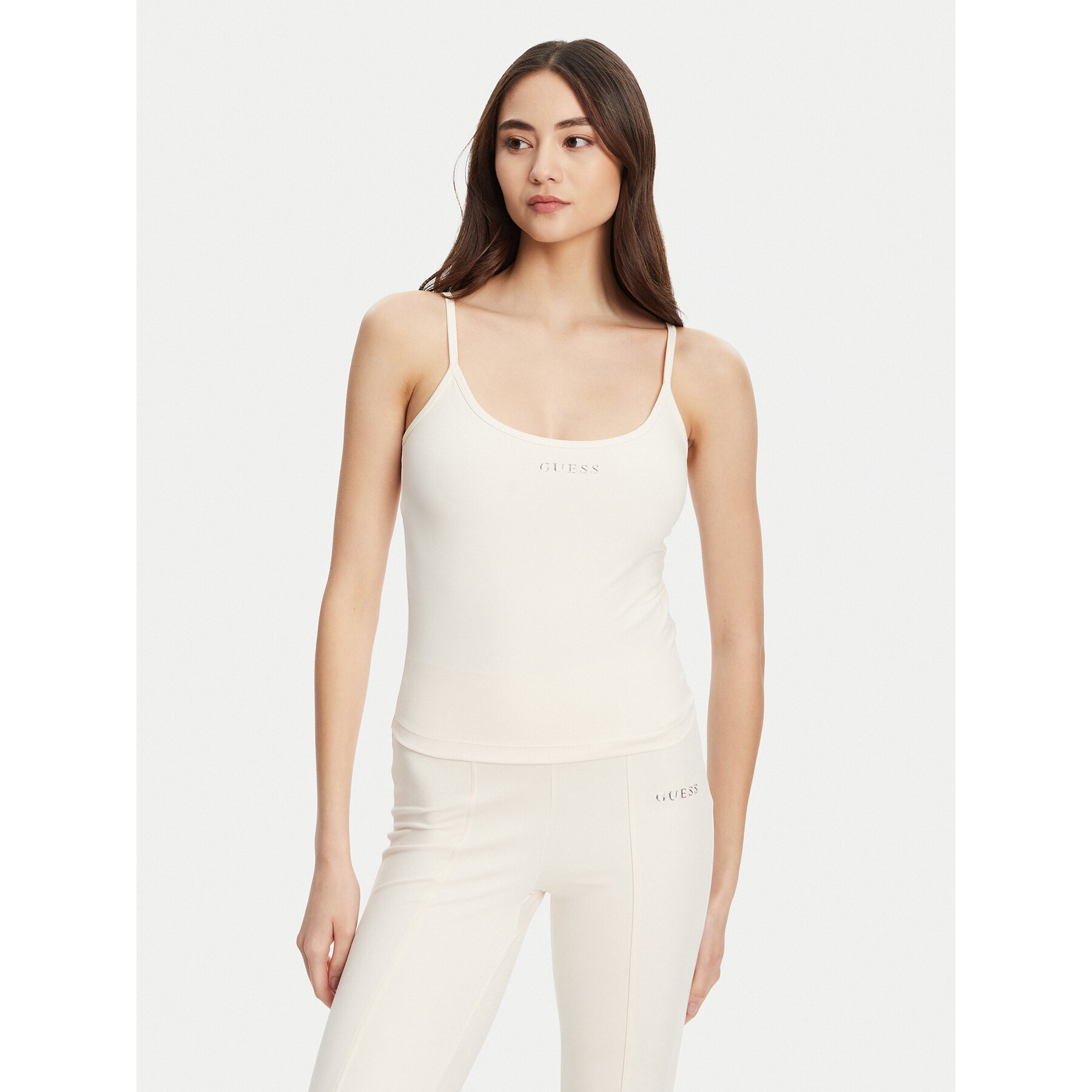 Guess Τοπ V5RP09 KCD02 Εκρού Regular Fit