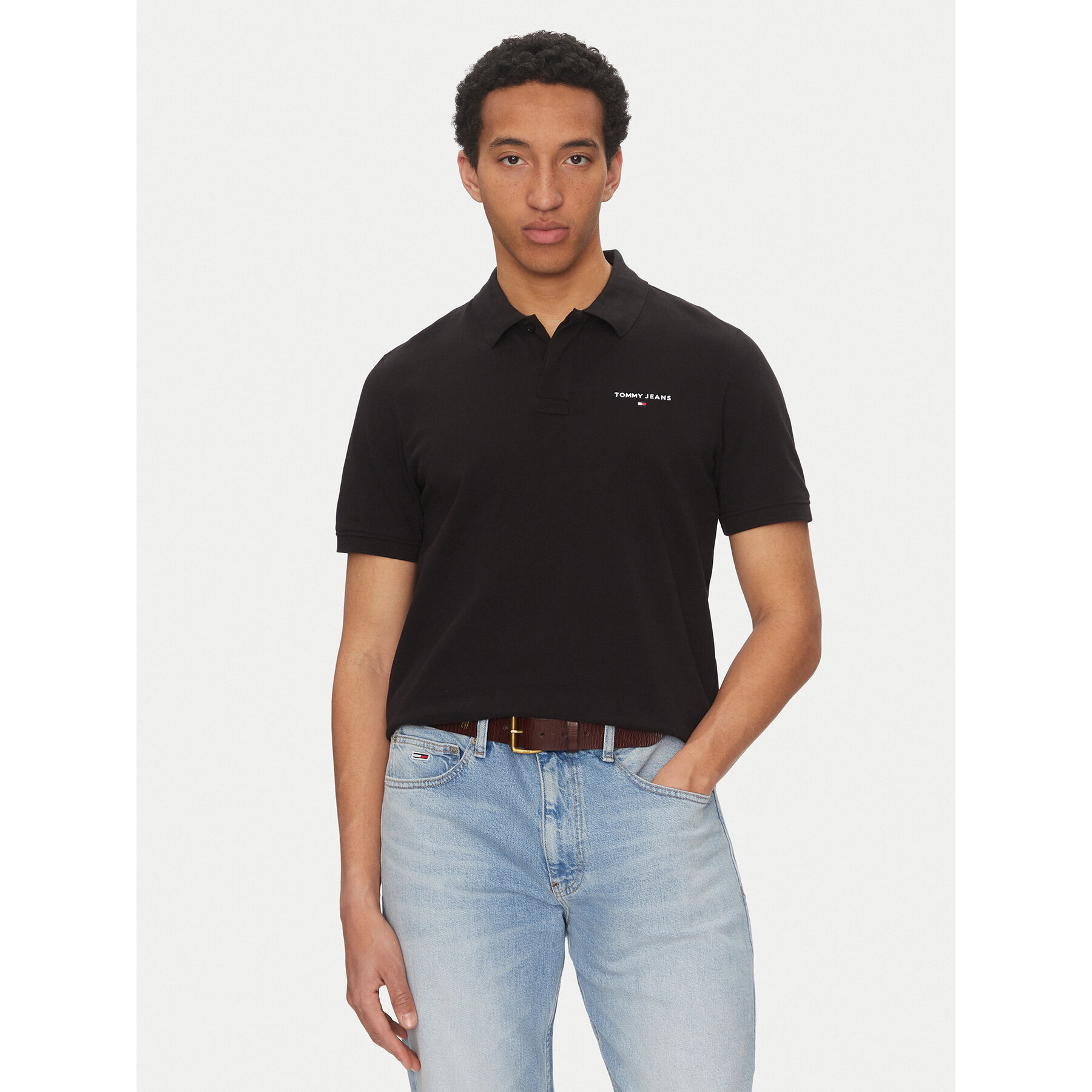 Tommy Jeans Pólóing Linear DM0DM20914 Fekete Regular Fit