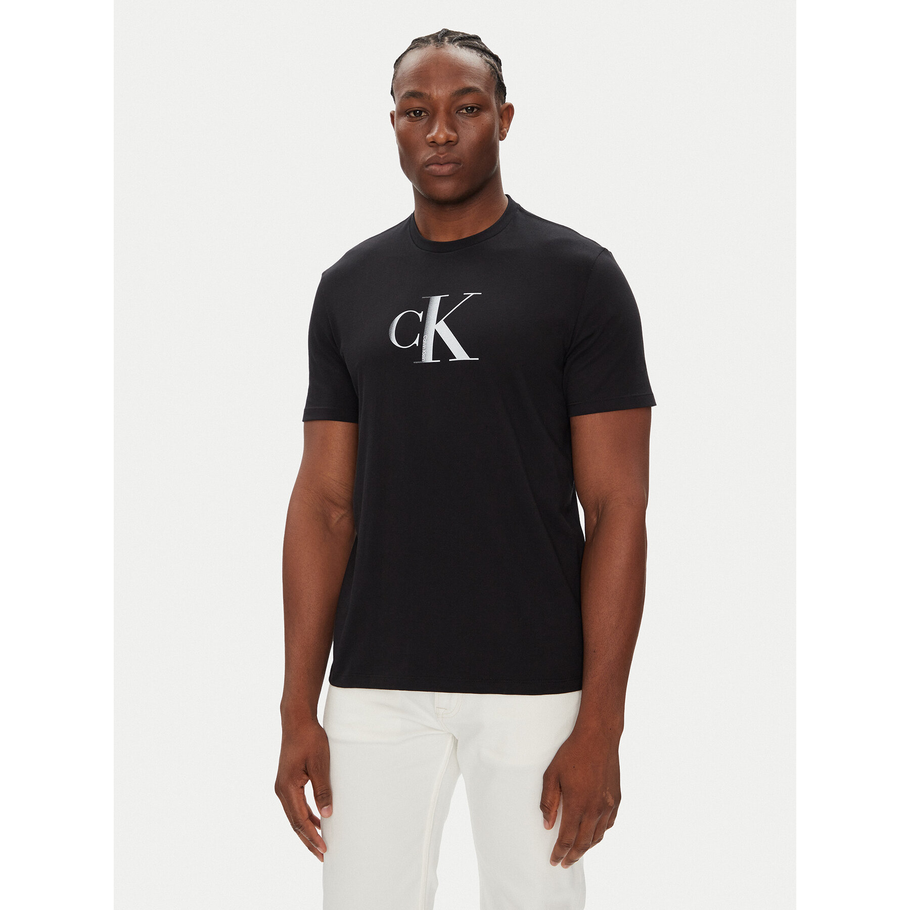 Calvin Klein Jeans T-shirt Center Monogram LV04RC857G Nero Regular Fit