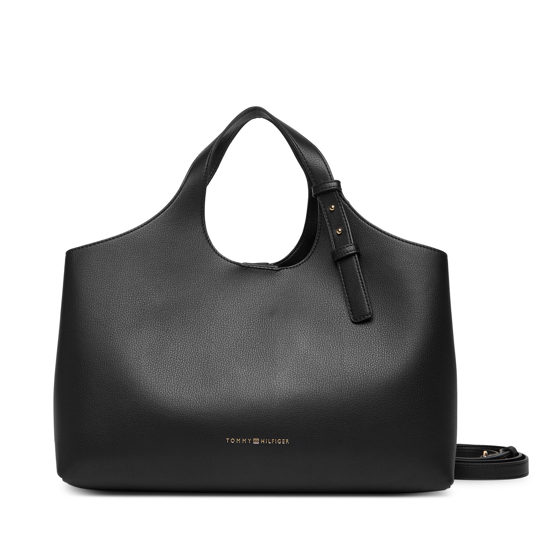 Дамска чанта Tommy Hilfiger Th Logo Satchel AW0AW18282 Черен