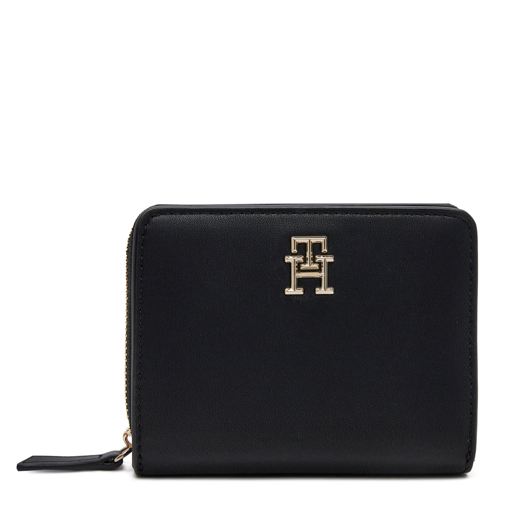 Kleine Damen Geldbörse Tommy Hilfiger Th Logotape Med Za AW0AW17408 Schwarz, Größe 00
