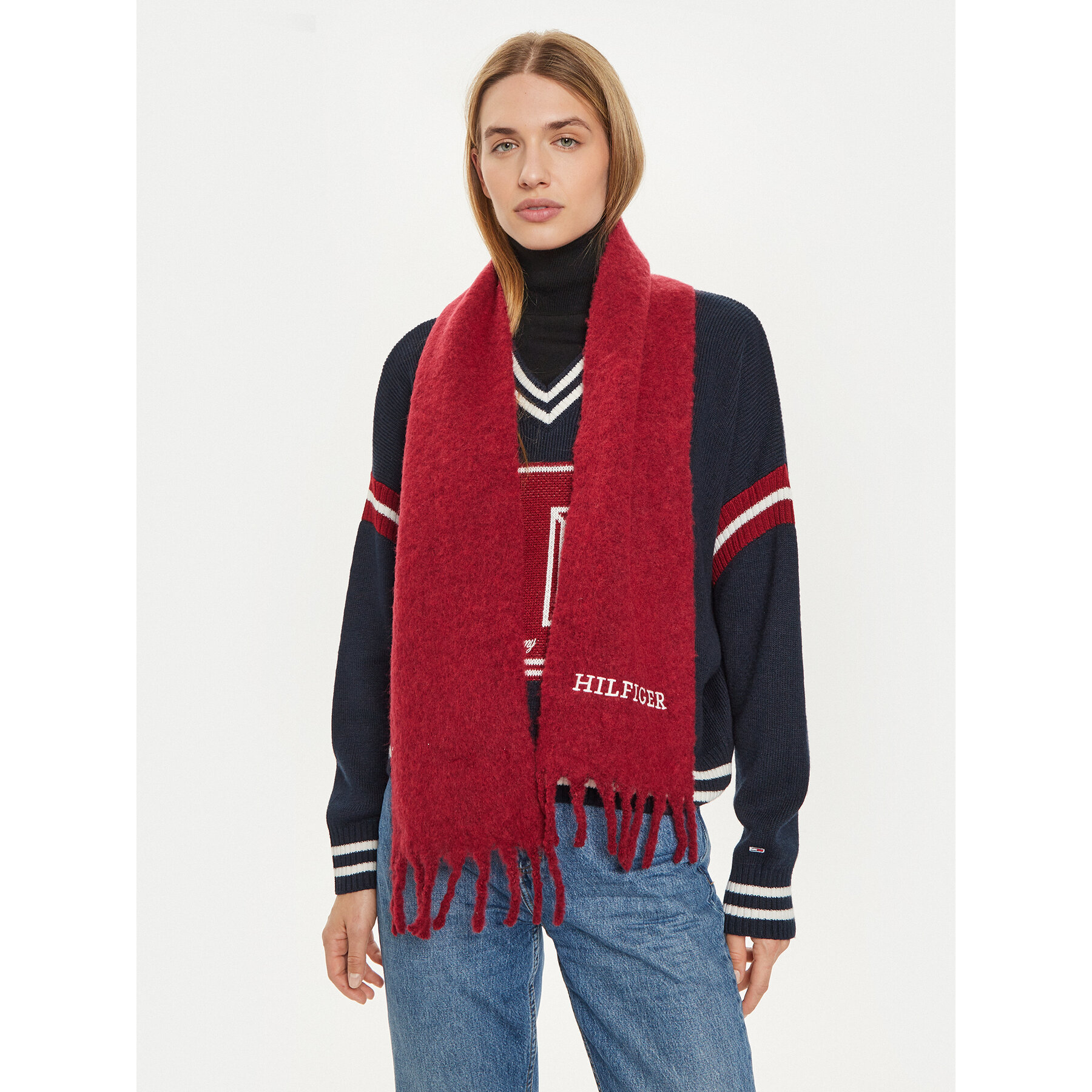 Šál Tommy Hilfiger Monotype AU0AU01935 Bordová