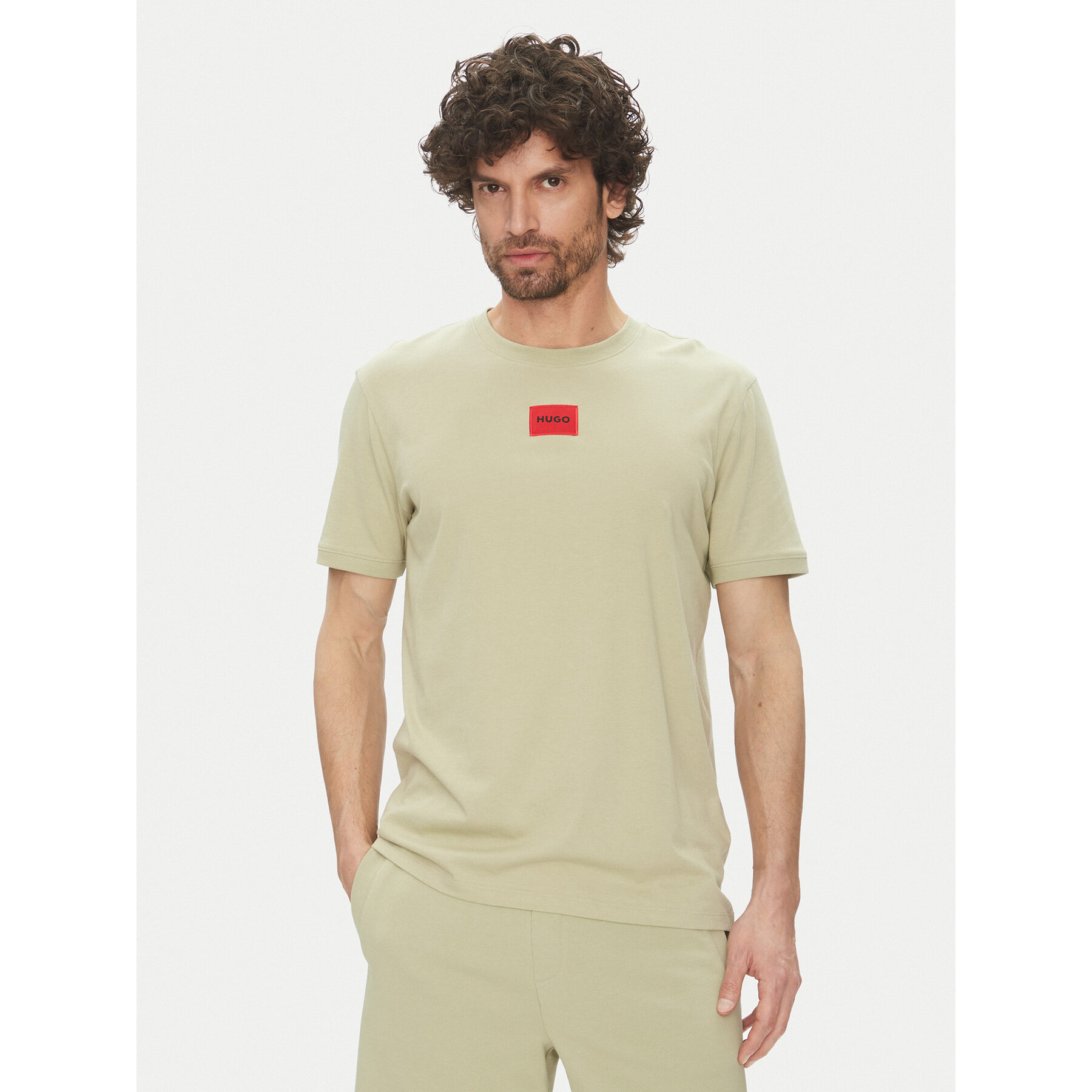 HUGO T-shirt Diragolino212 50447978 Verde Regular Fit