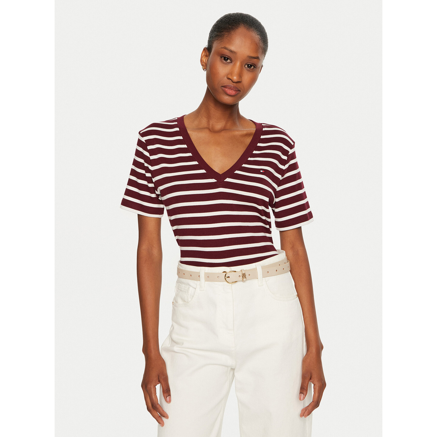 Tommy Hilfiger T-shirt WW0WW40584 Bordeaux Slim Fit