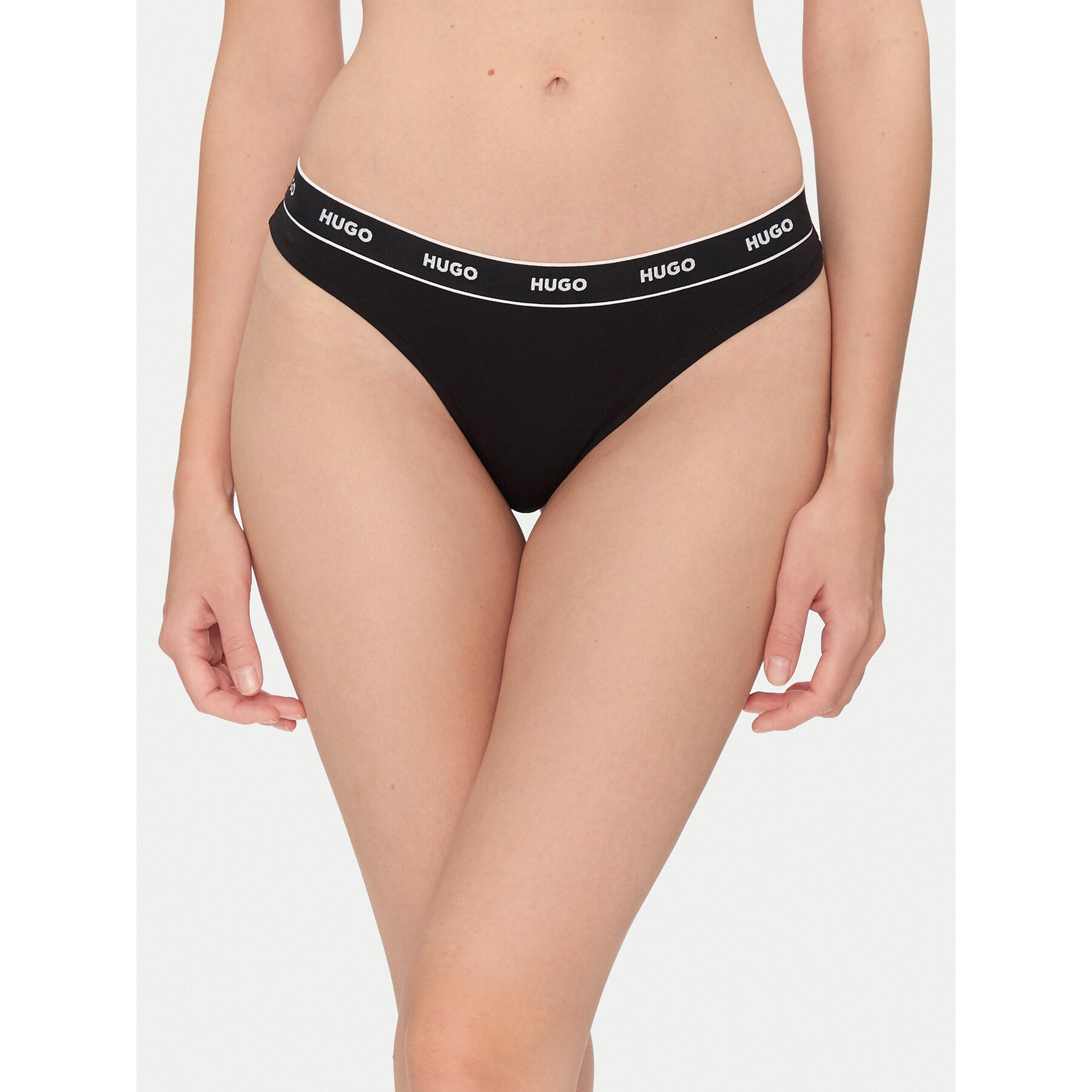 HUGO Tanga Thong Stripe Pyp 50545700 Fekete