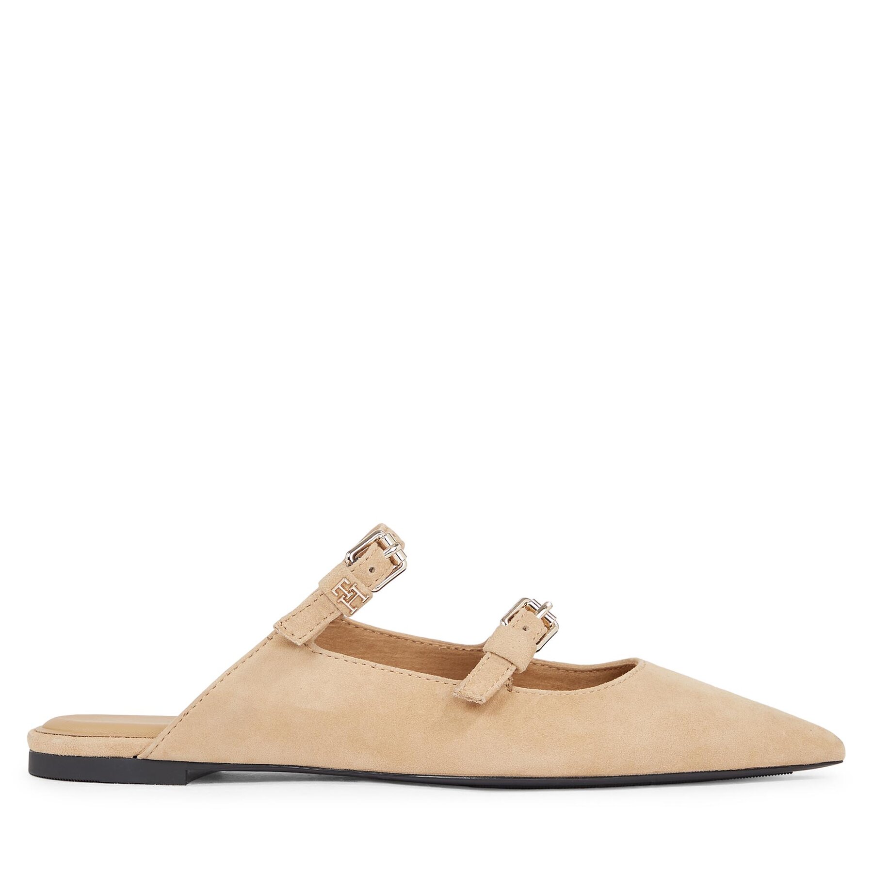 Chanclas Tommy Hilfiger Th Pointe Suede Mule FW0FW07697 Caqui