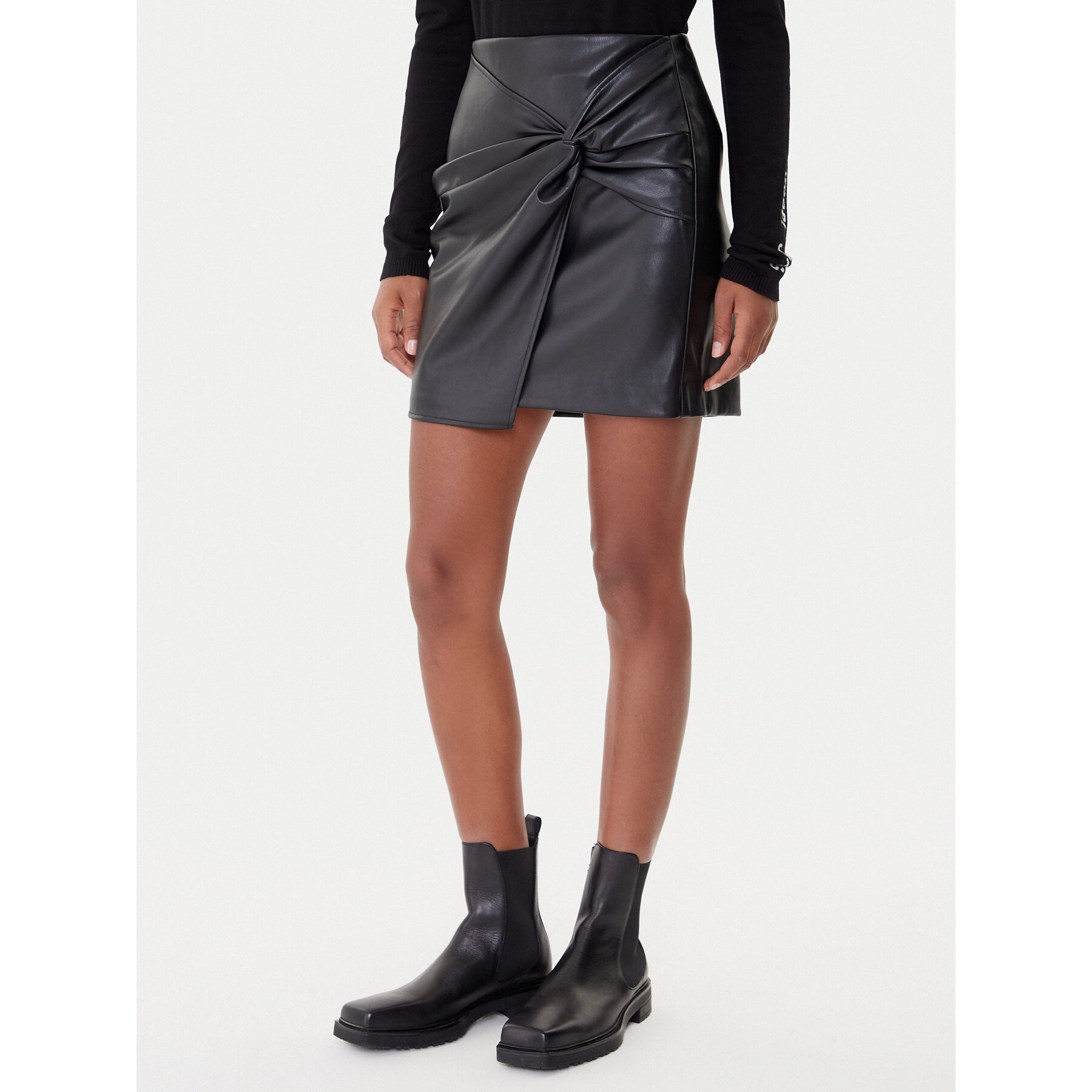 Vero Moda Rock aus Kunstleder Gawn 10333689 Schwarz Regular Fit