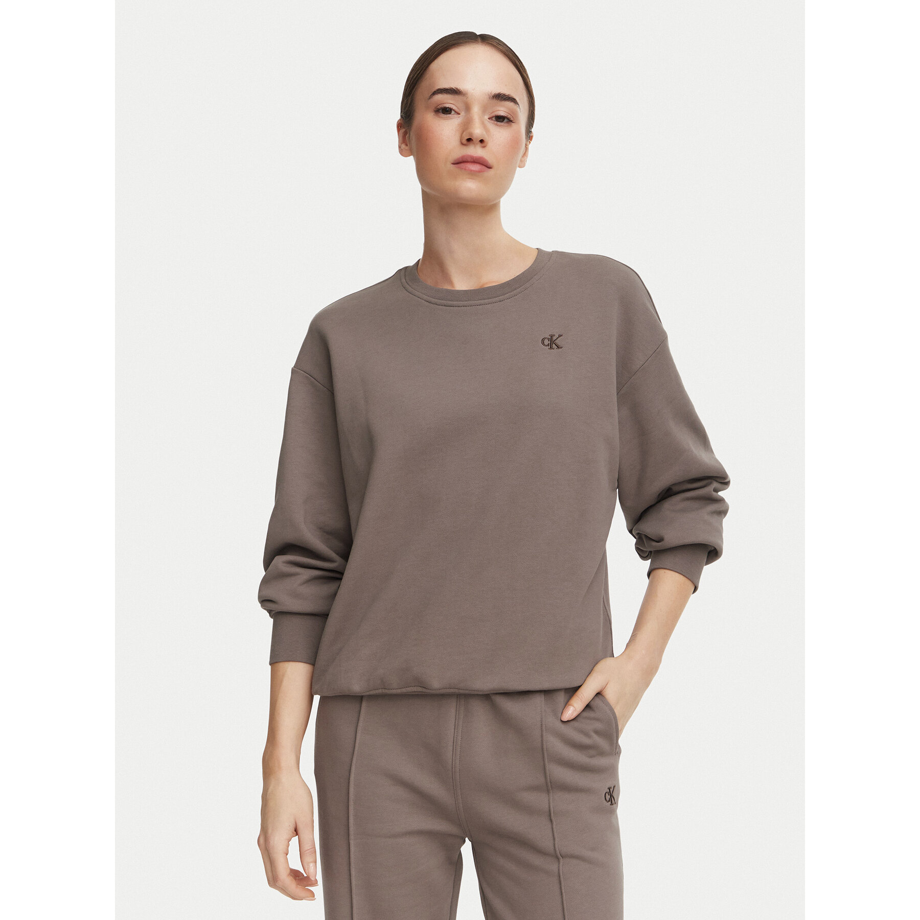Calvin Klein Jeans Sweatshirt Monogram LV047F223G Dunkelbeige Regular Fit