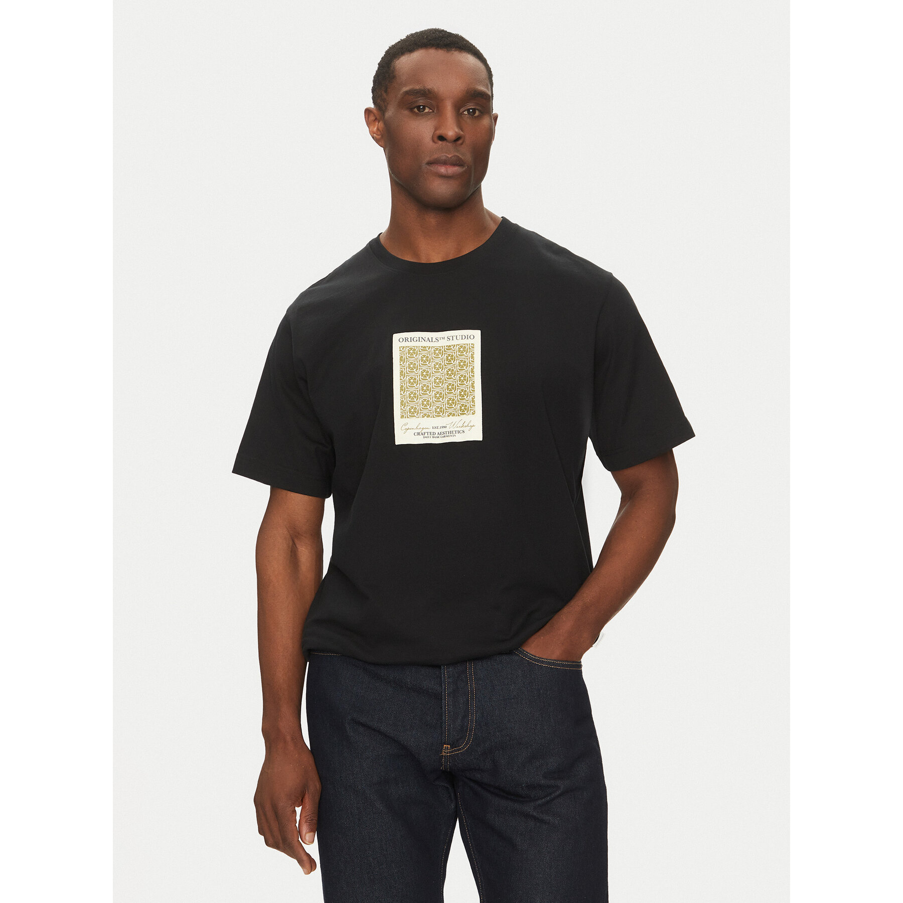 Jack & Jones Póló Islington 12273019 Fekete Loose Fit