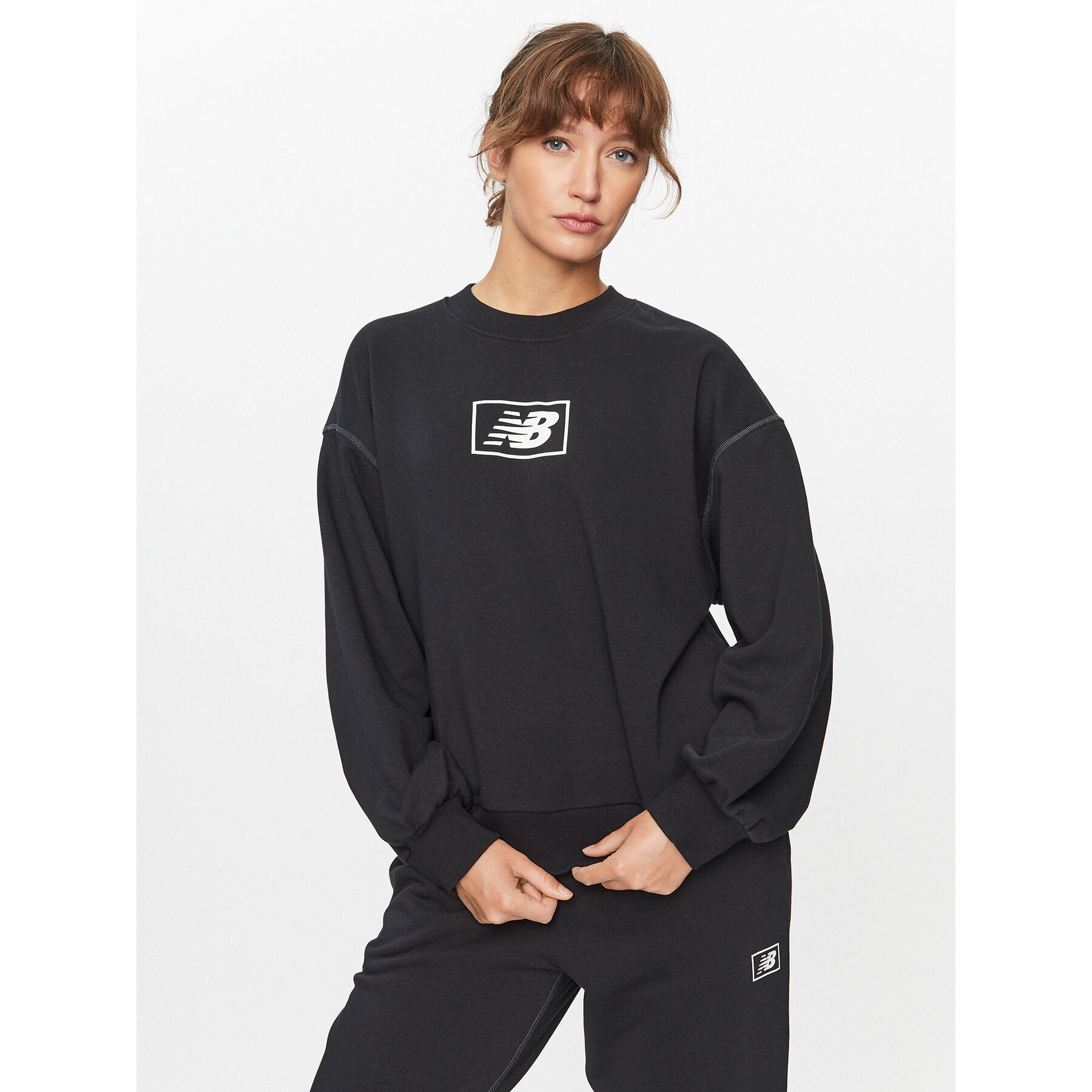 New Balance Sweatshirt Essentials French Terry Crew WT33514 Schwarz Regular Fit