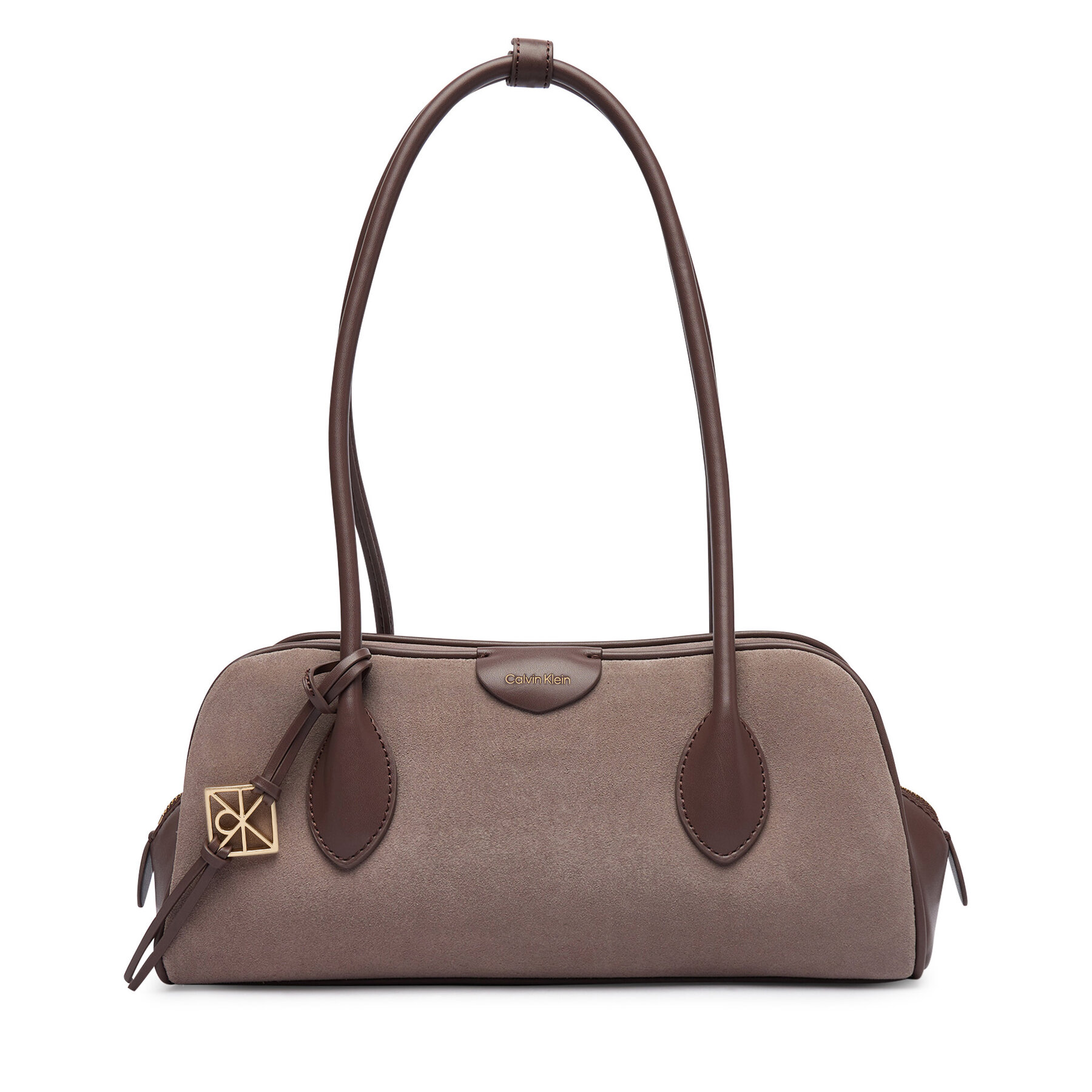 Дамска чанта Calvin Klein Emblem Trio Suede Shoulder Bag LV04F3888G Бежов