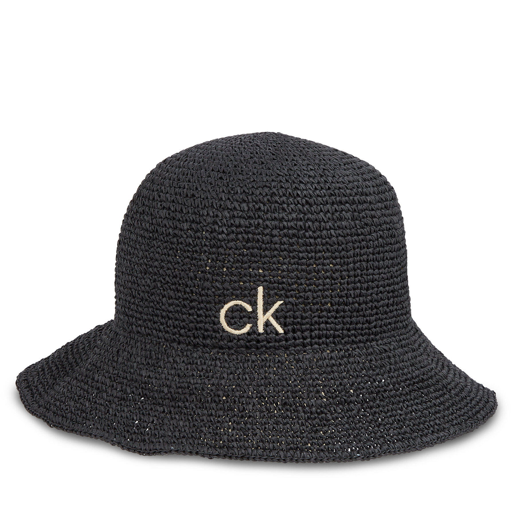 Damski Kapelusz Calvin Klein Czarny Wide Brim Straw Bucket Hat K60K612914