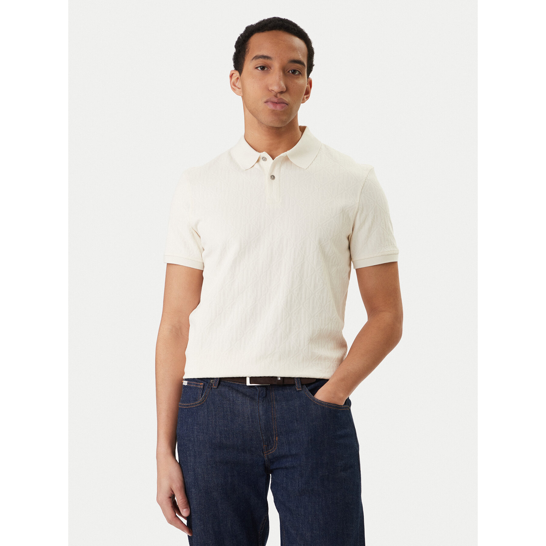 Guess Poloshirt M6RP05 KD181 Écru Regular Fit
