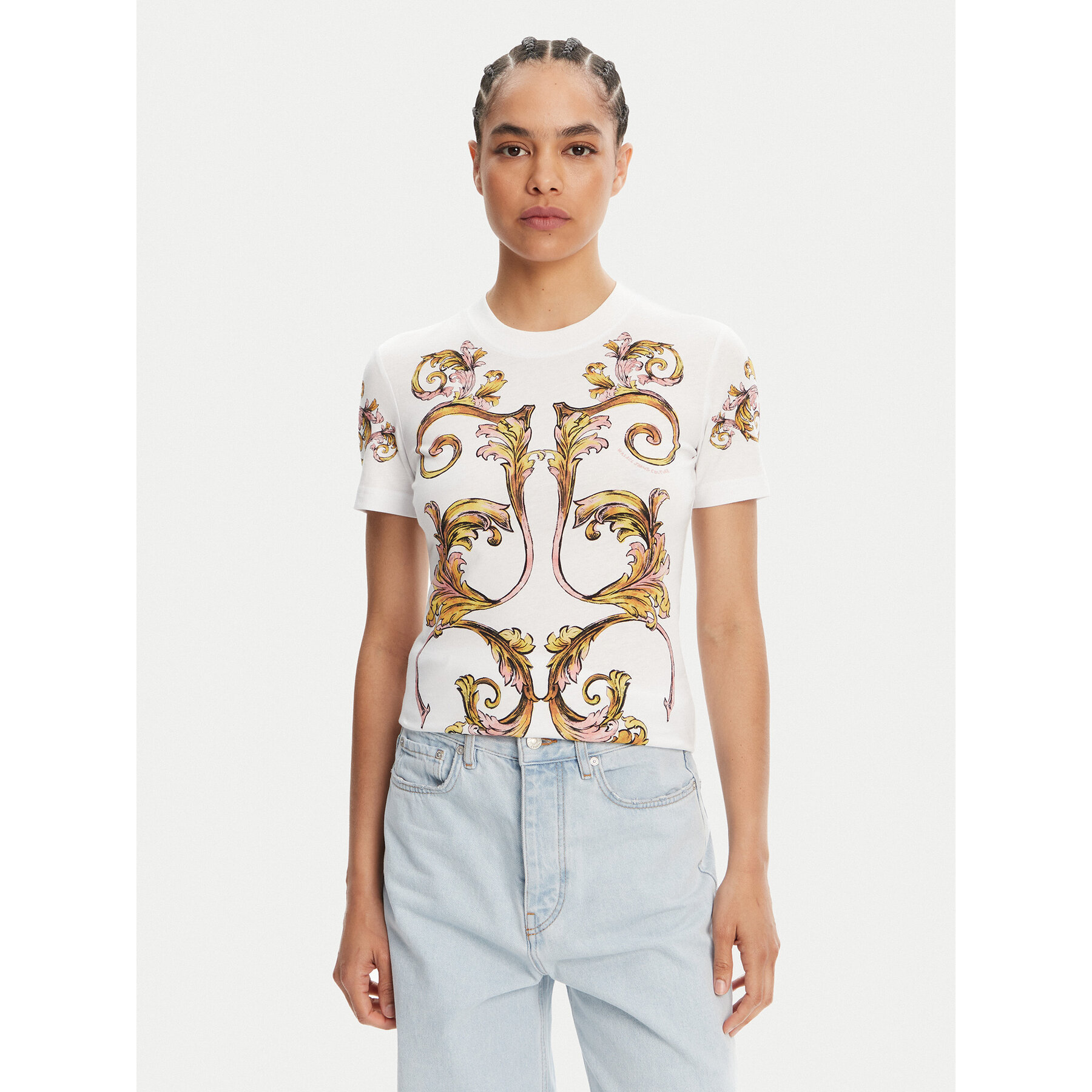 Versace Jeans Couture Póló 78HAH6P8 Fehér Slim Fit
