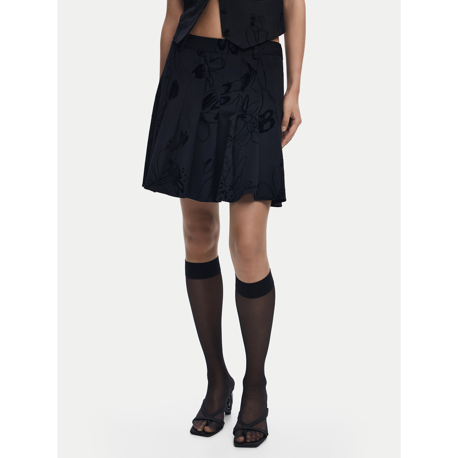 Desigual Minirock Flock 25WWFW10 Schwarz Regular Fit
