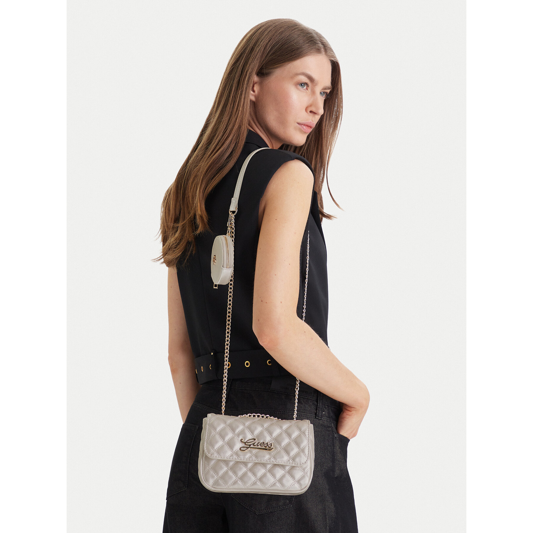 Geantă Guess J6RZ11 W4090 Écru