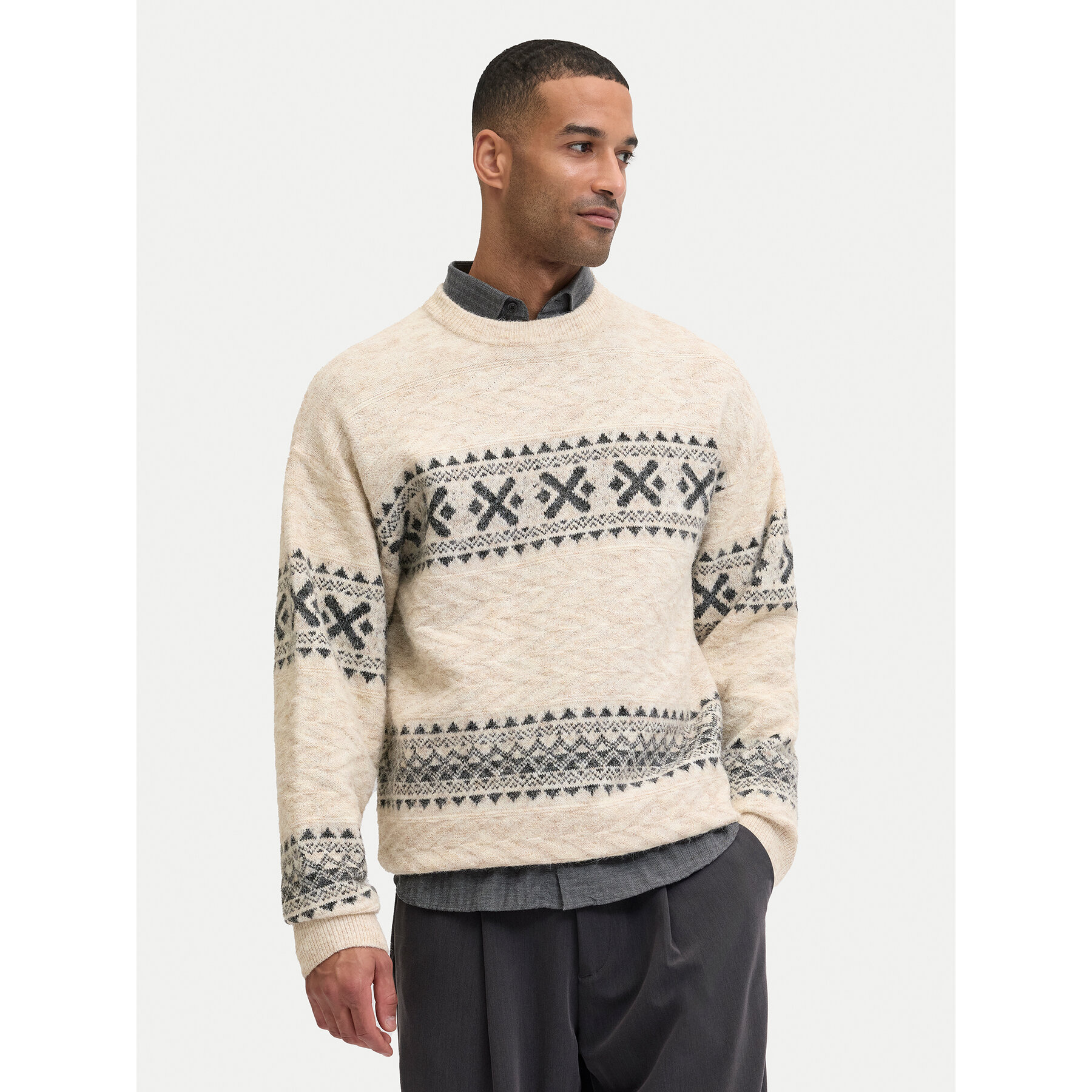 Jack & Jones Pullover Blumax 12286244 Beige Relaxed Fit
