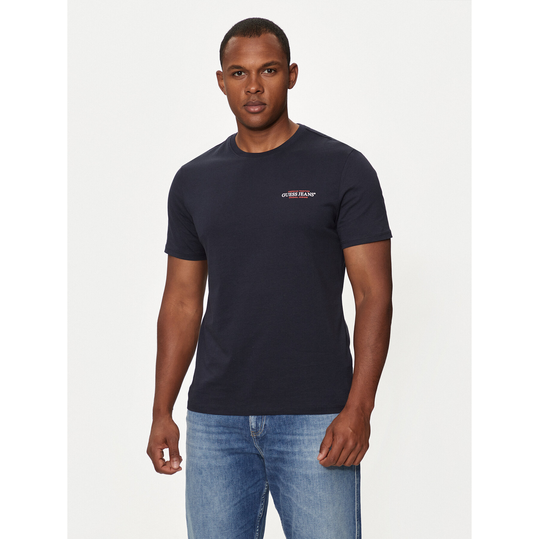 Guess Jeans Póló M4YI55 K8HM0 Sötétkék Slim Fit