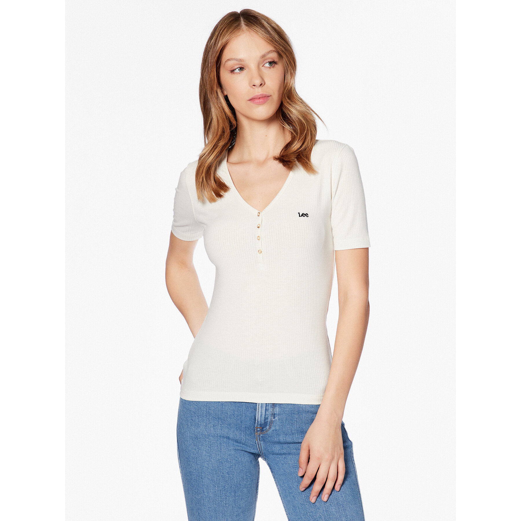 Lee T-Shirt L44KIPNQ 112333722 Εκρού Regular Fit