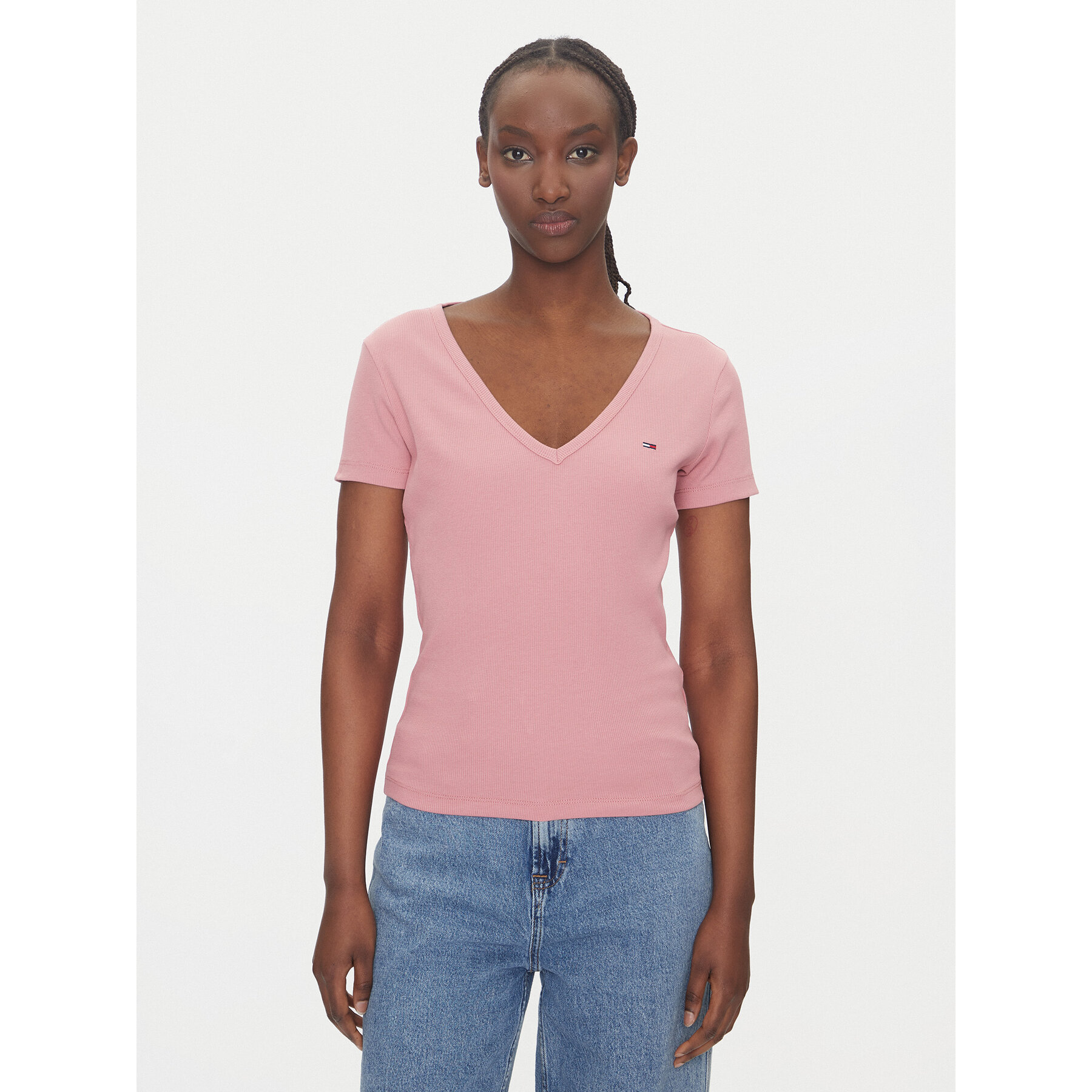 Tommy Jeans T-shirt Essential DW0DW17385 Rosa Slim Fit