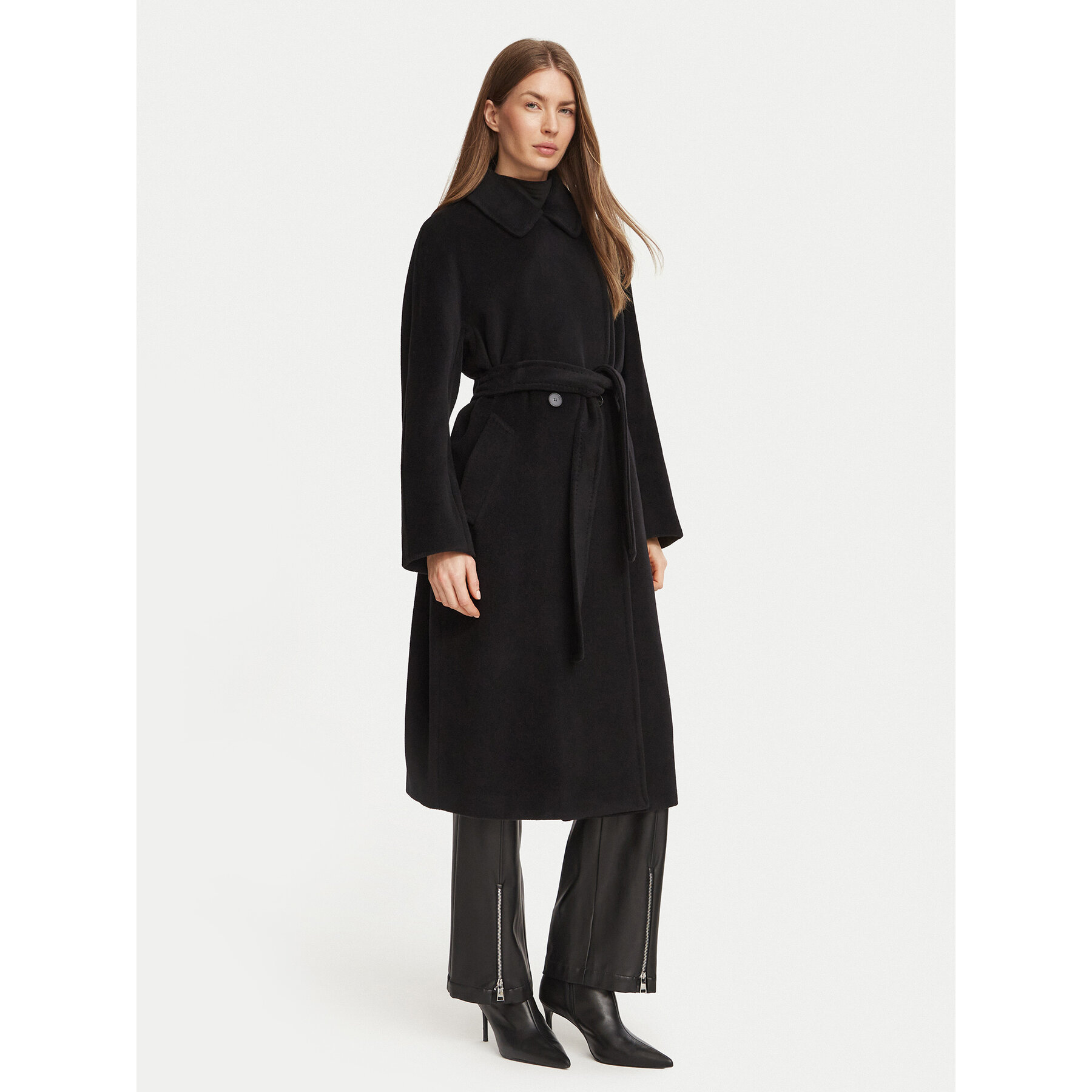 Marella Wollmantel 2623016082200 Schwarz Regular Fit