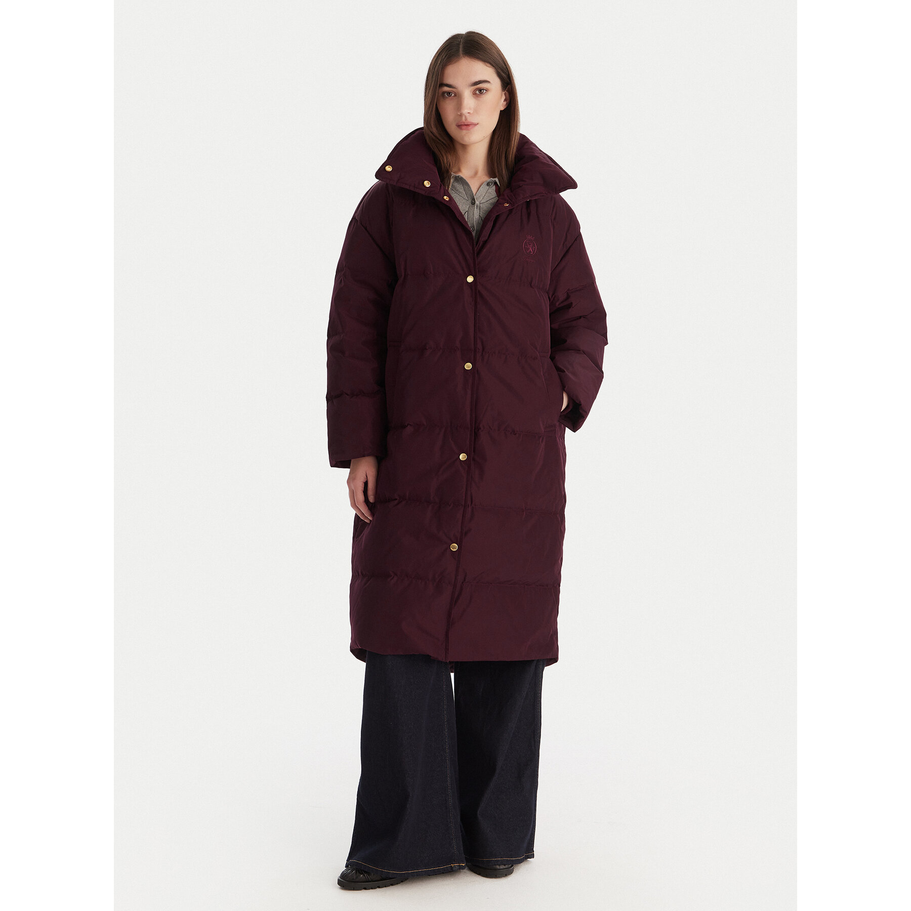 Tommy Hilfiger Daunenjacke WW0WW47279 Dunkelrot Relaxed Fit