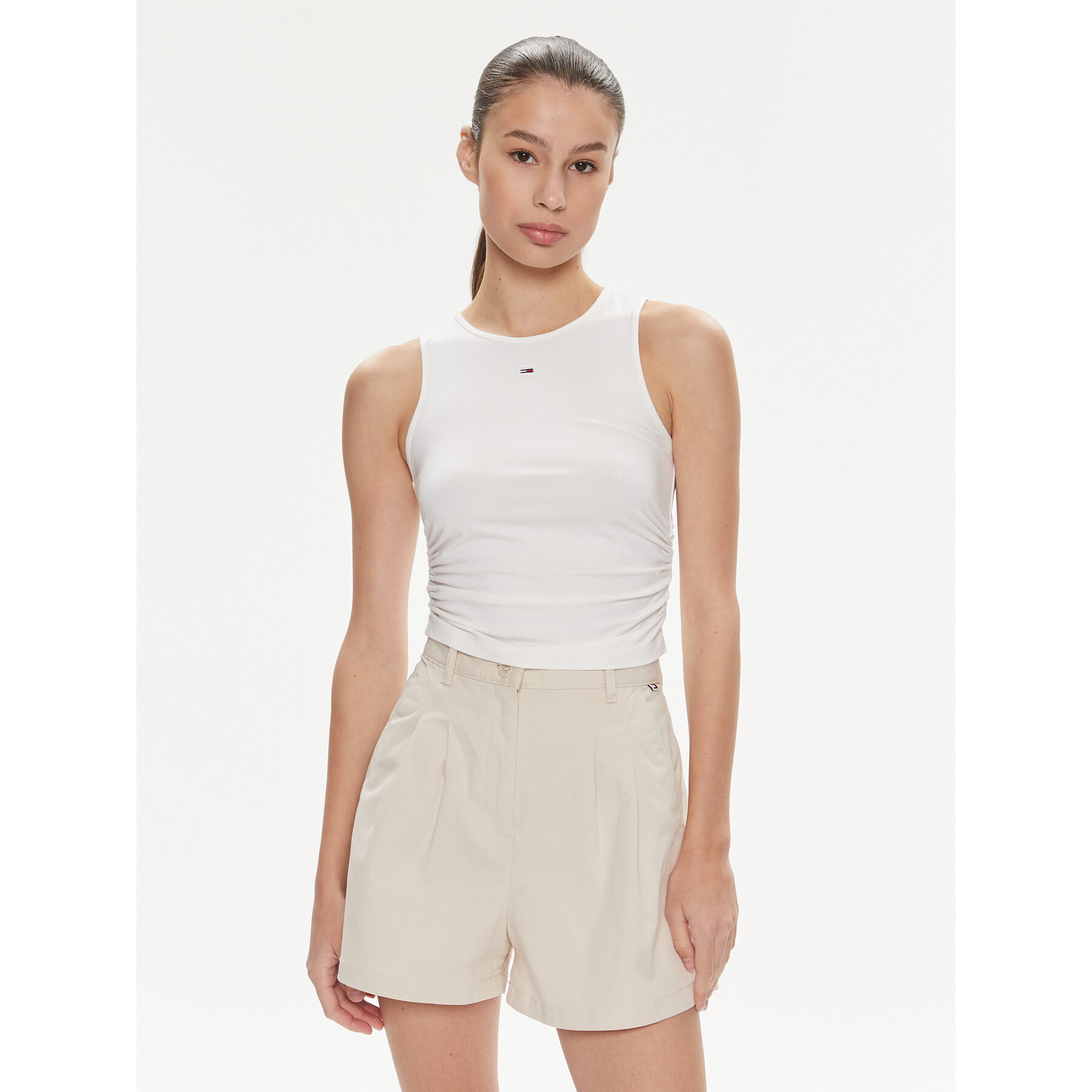 Tommy Jeans Τοπ DW0DW17893 Λευκό Slim Fit