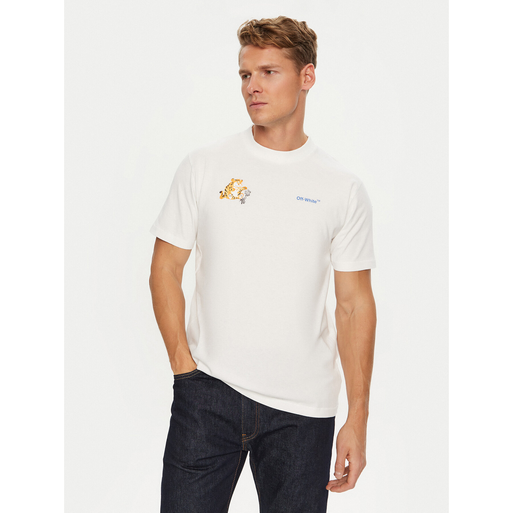 Off-White T-shirt OMAA027T22JER0070145 Bianco Regular Fit