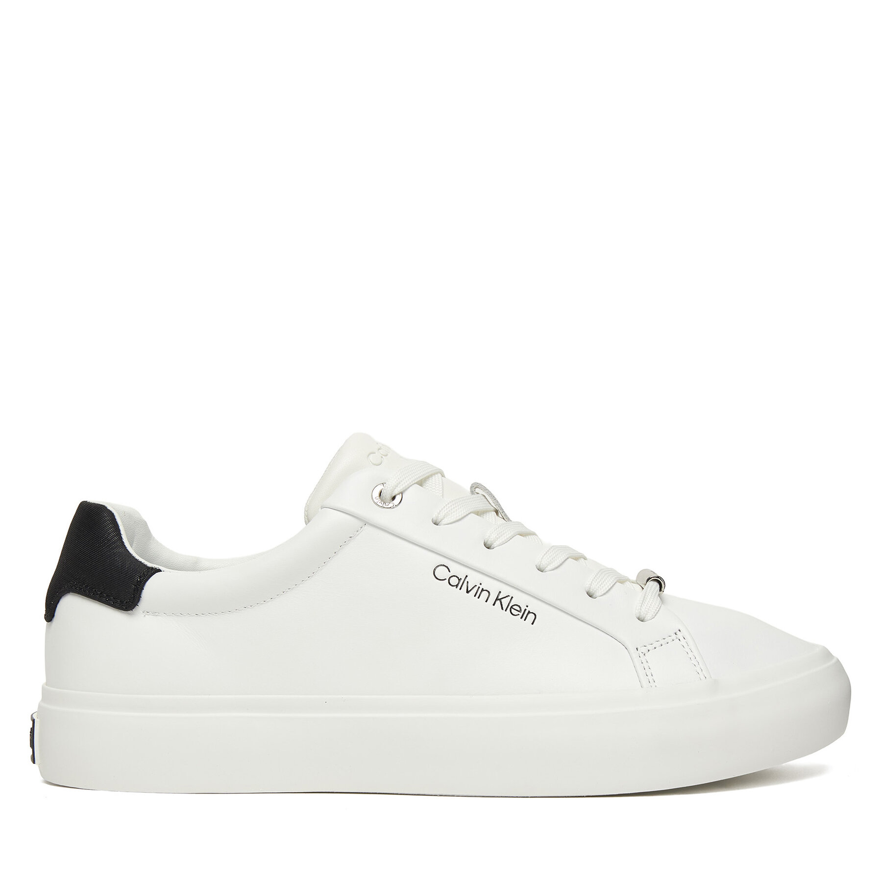 Sneakersy Calvin Klein Vulc Lace Up Lth/Moire Bt HW0HW02747 Biela
