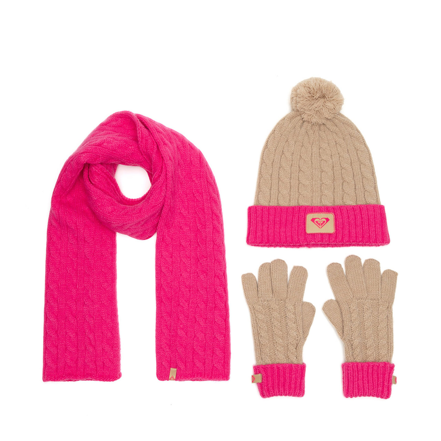 Комплект шапка, шал и ръкавици Roxy RX-KF-001-AW24 Розов