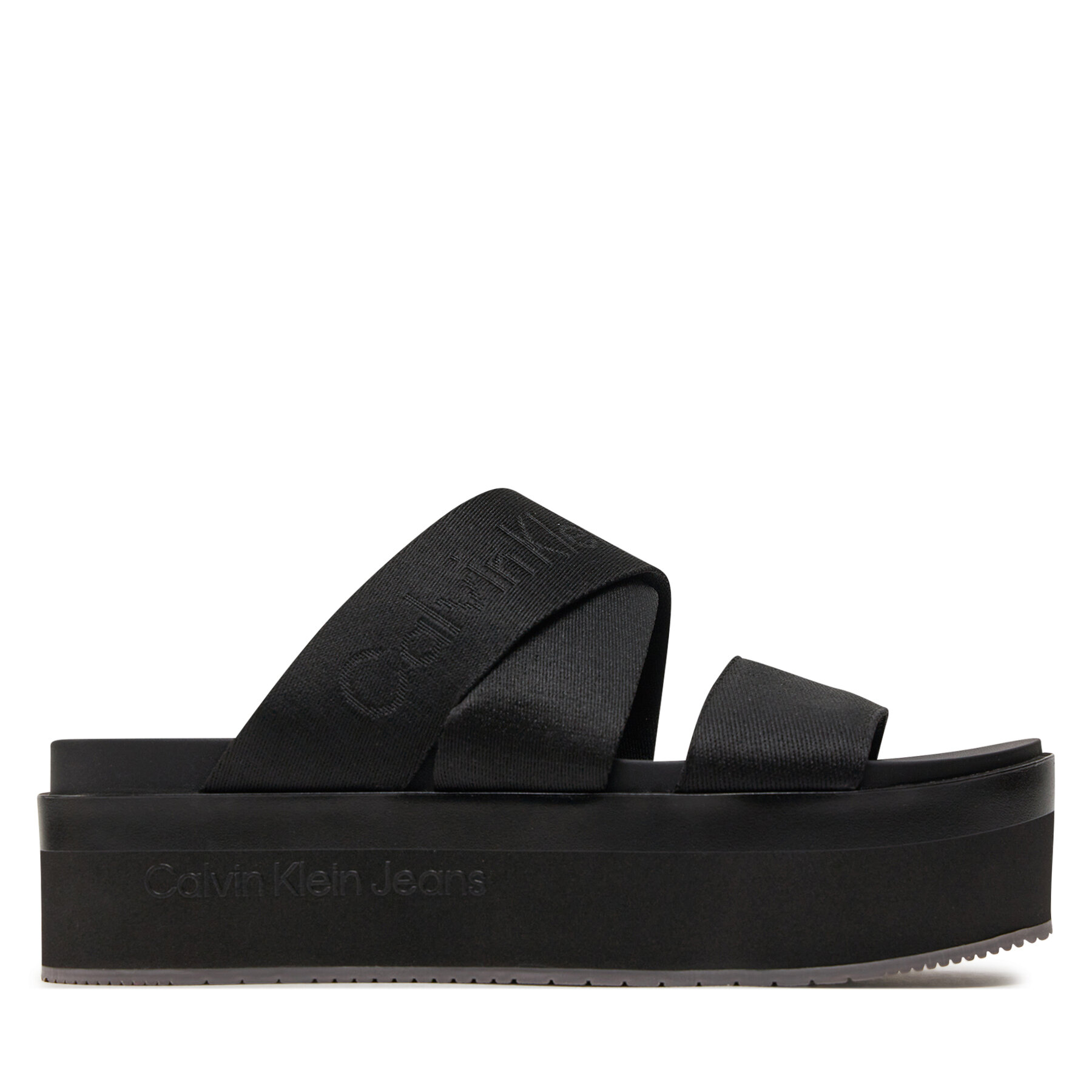 Mules / sandales de bain Calvin Klein Jeans Flatform Sandal Webbing In Mr YW0YW01361 Noir