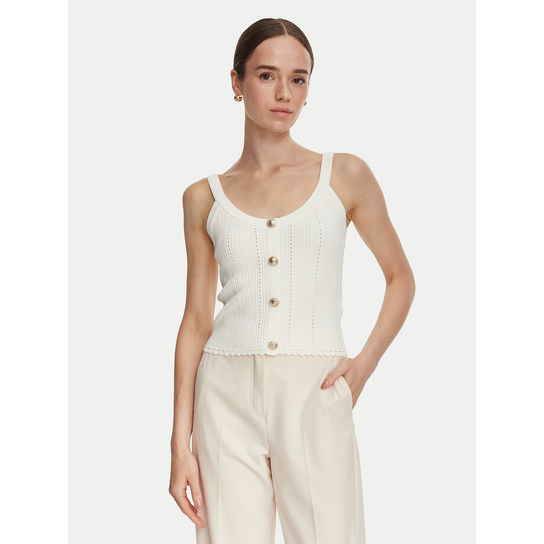 Guess Top W6YR25 Z0972 Creme Slim Fit