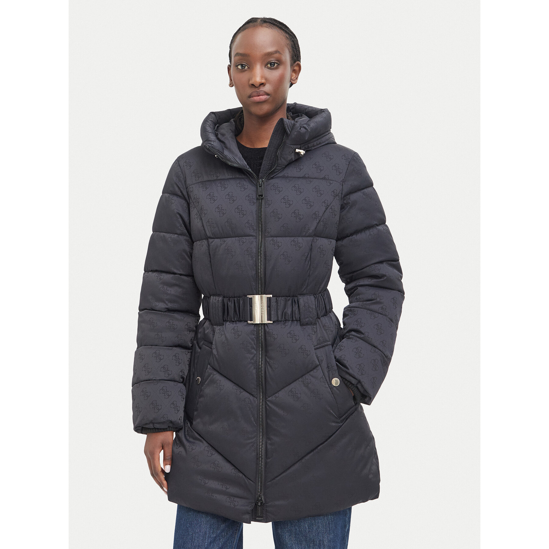 Guess Winterjacke W6BL50 W4144 Schwarz Regular Fit