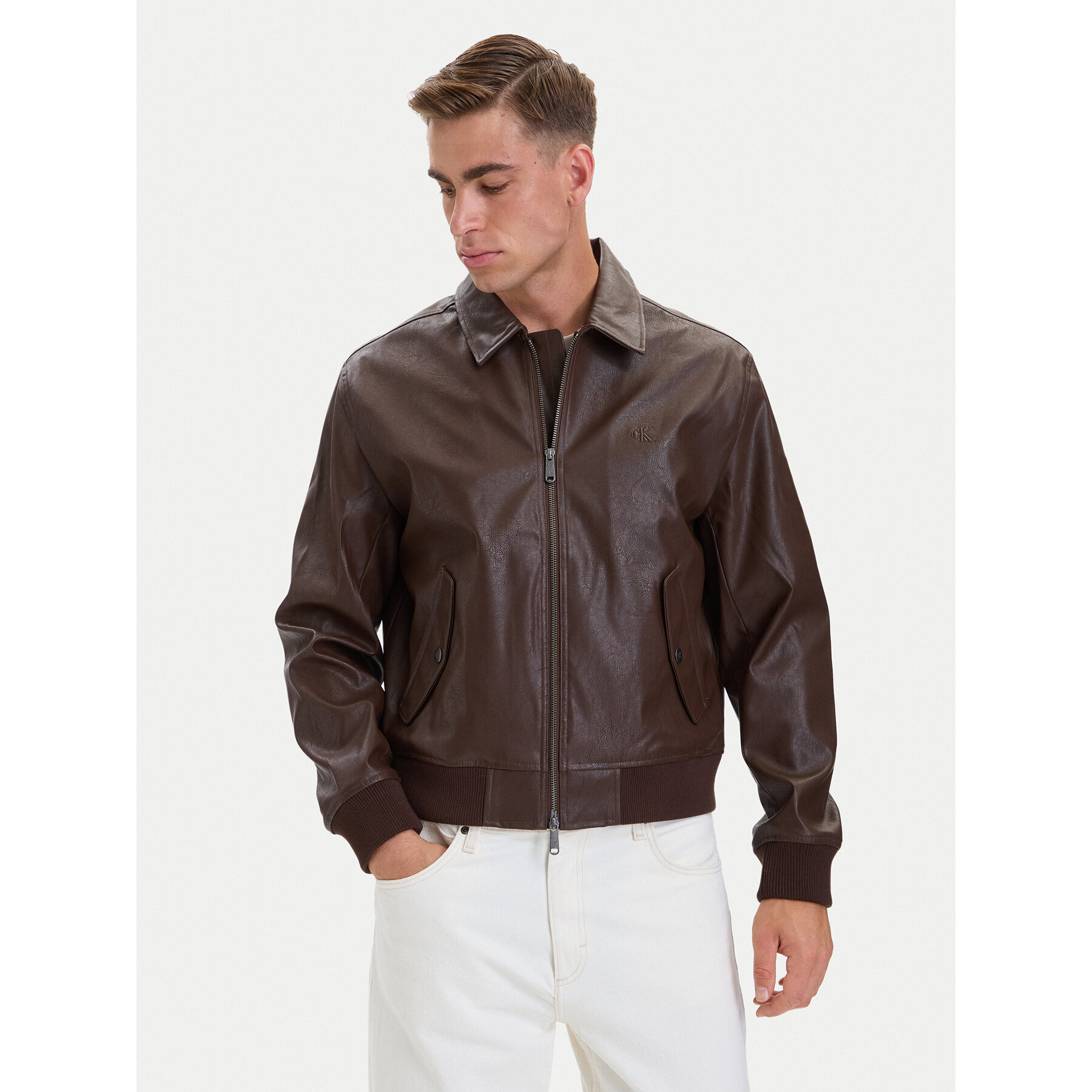 Calvin Klein Jeans Jacke aus Kunstleder LV04RH413G Braun Regular Fit