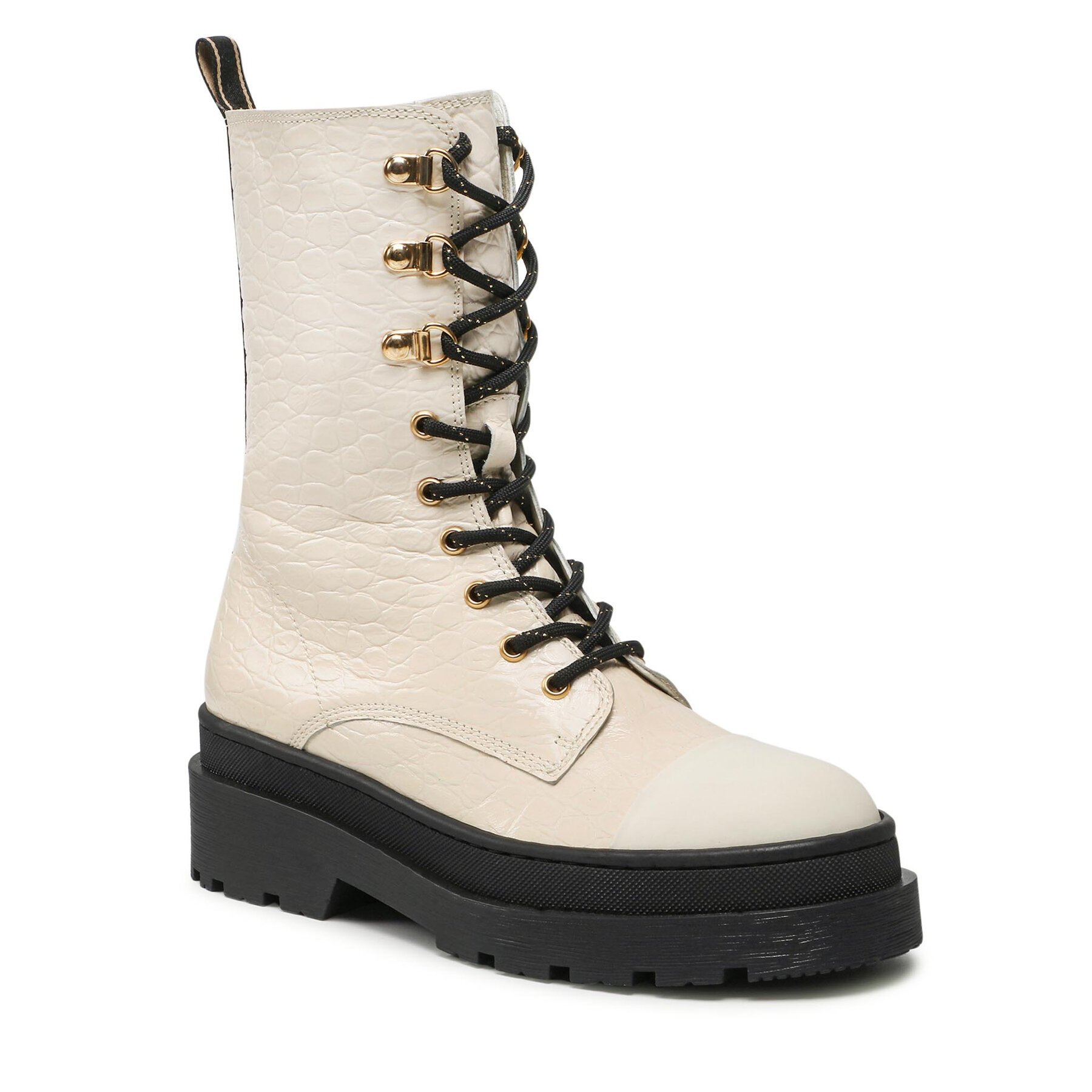 Trappers Scotch & Soda Aubri 23741426 Off White Croco Opt. S210 epantofi.ro imagine noua