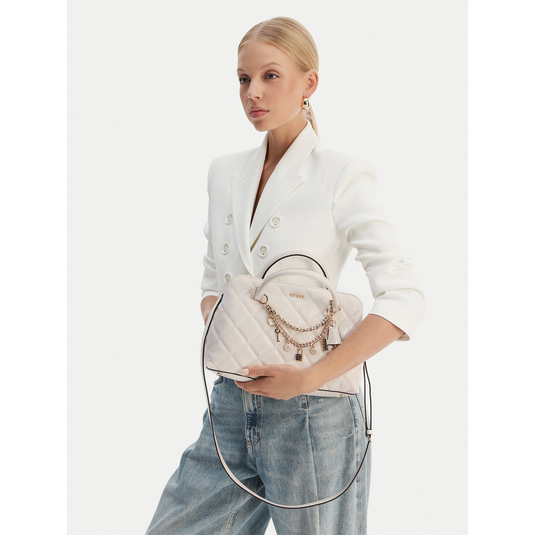 Τσάντα Guess HWGG99 12060 Εκρού