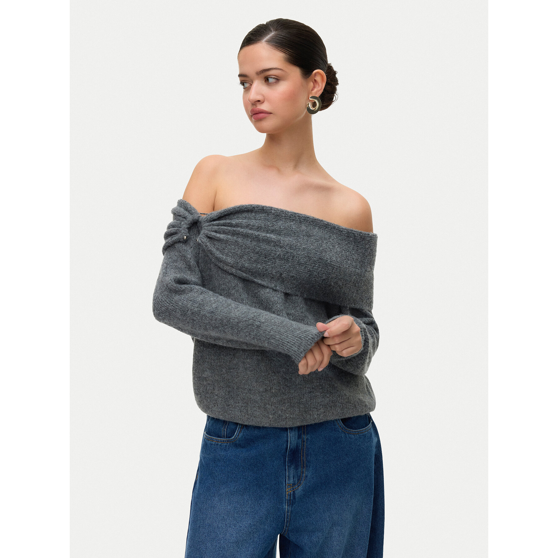 Vero Moda Pullover Lovely 10336698 Grau Regular Fit