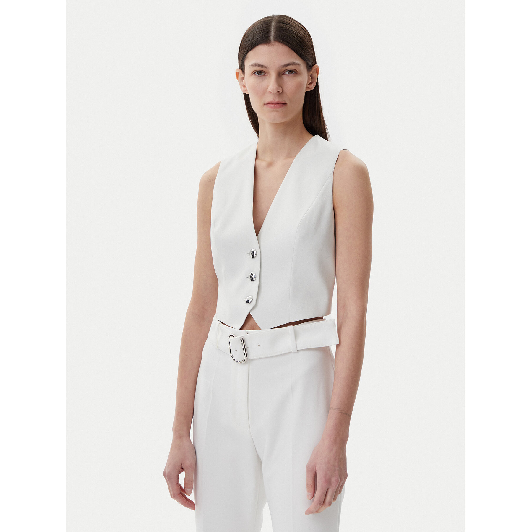 HUGO Weste 50537760 Weiß Slim Fit