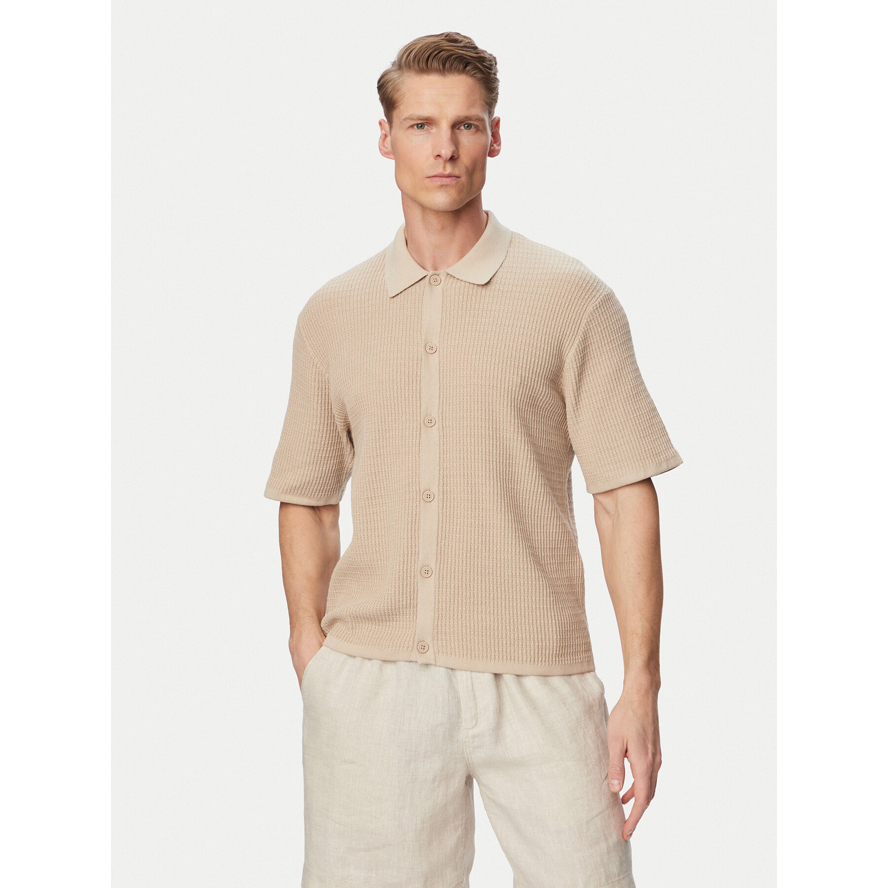 Jack & Jones Hemd Montauk 12293584 Hellbeige Relaxed Fit