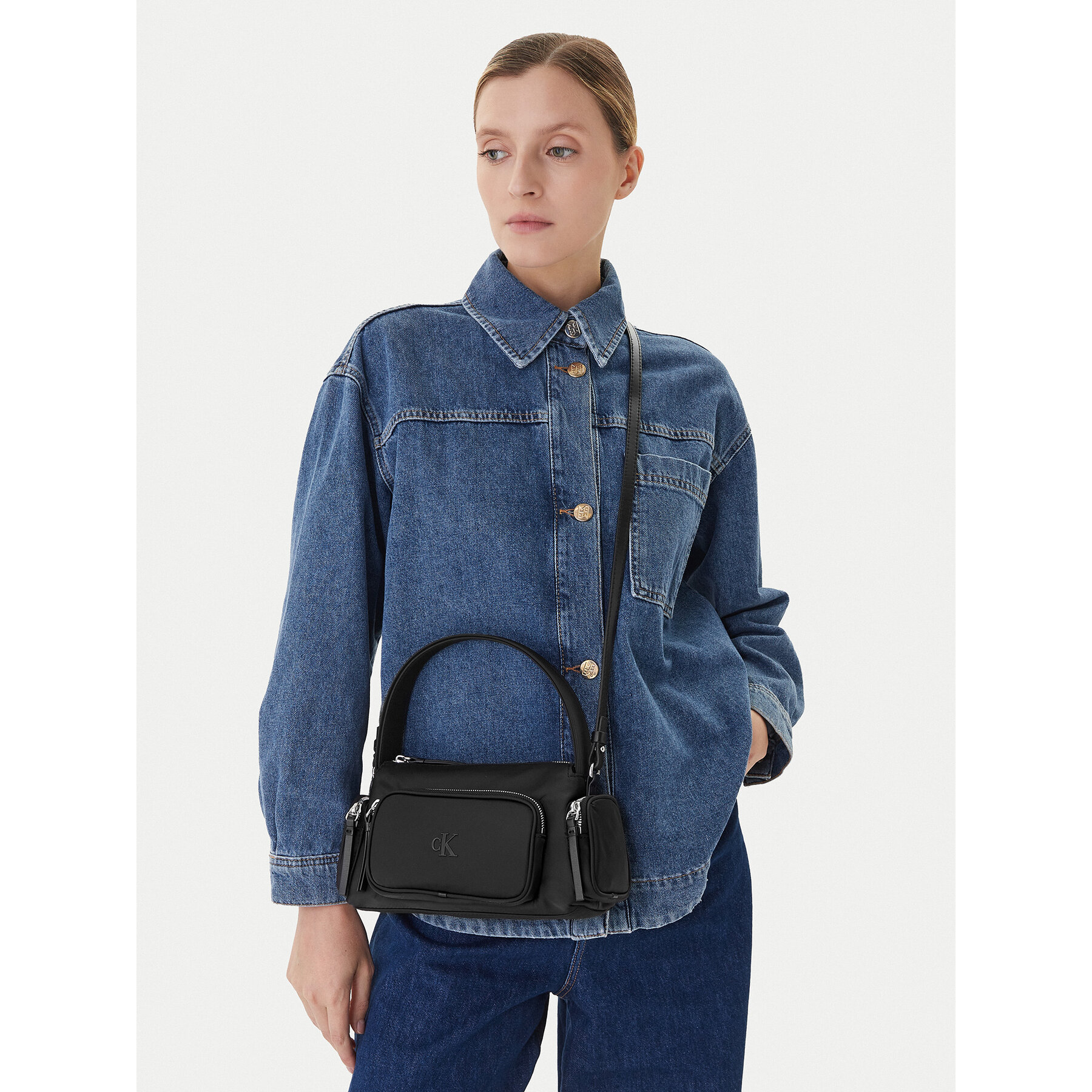 Τσάντα Calvin Klein Pocket Nylon Bag W/ Strap LV04F3132G Μαύρο