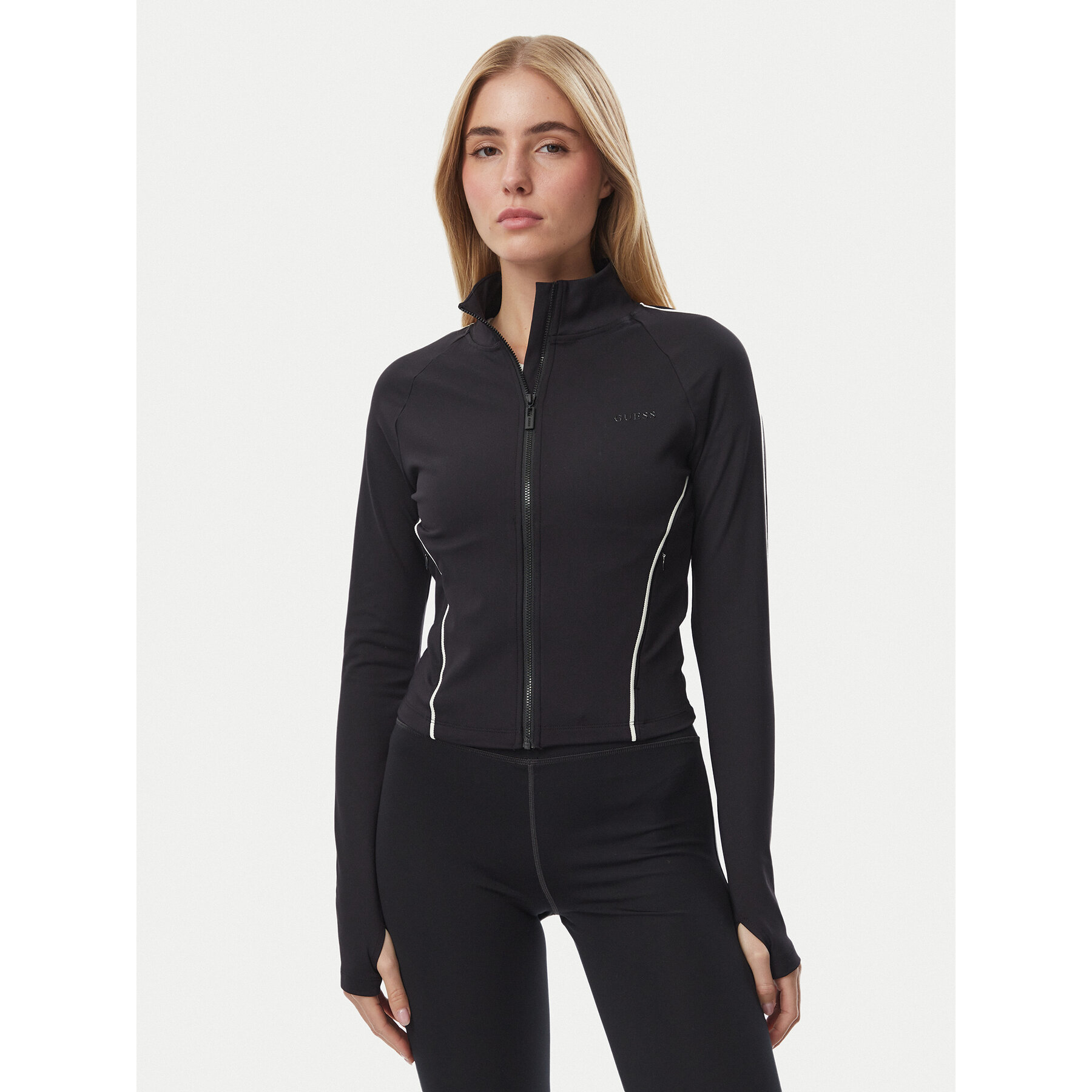 Guess Sweatshirt V6BQ10 K6332 Schwarz Slim Fit