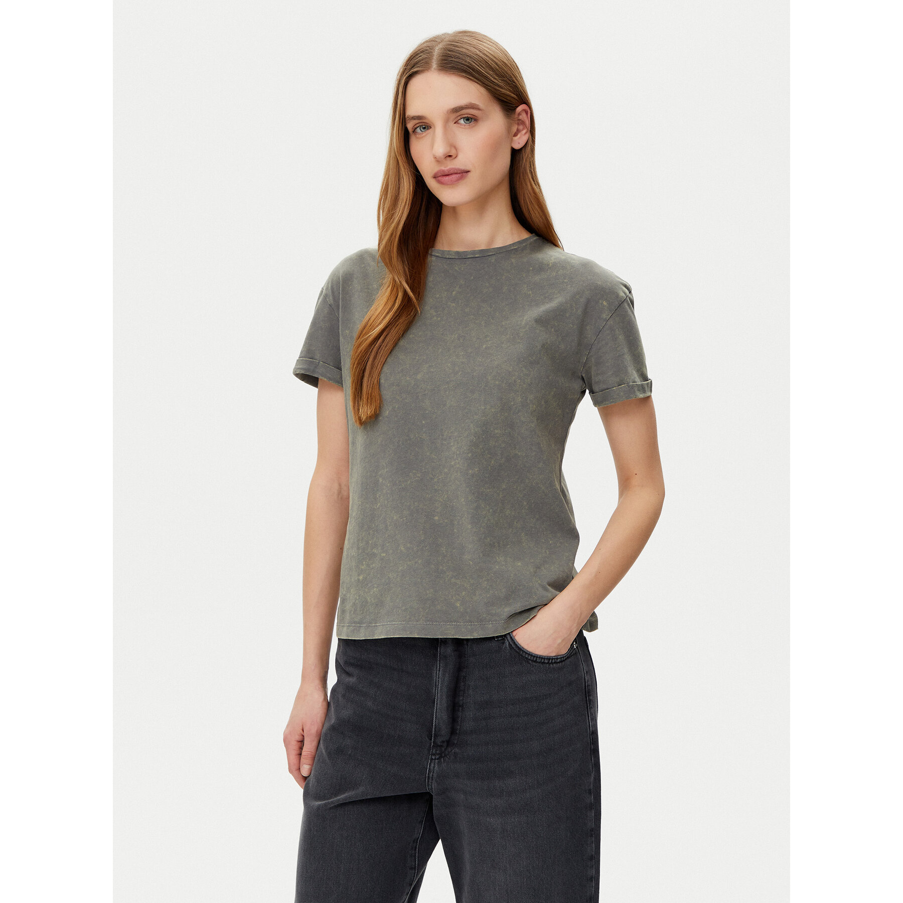 Noisy May Marškinėliai Brandy 27033185 Pilka Slim Fit