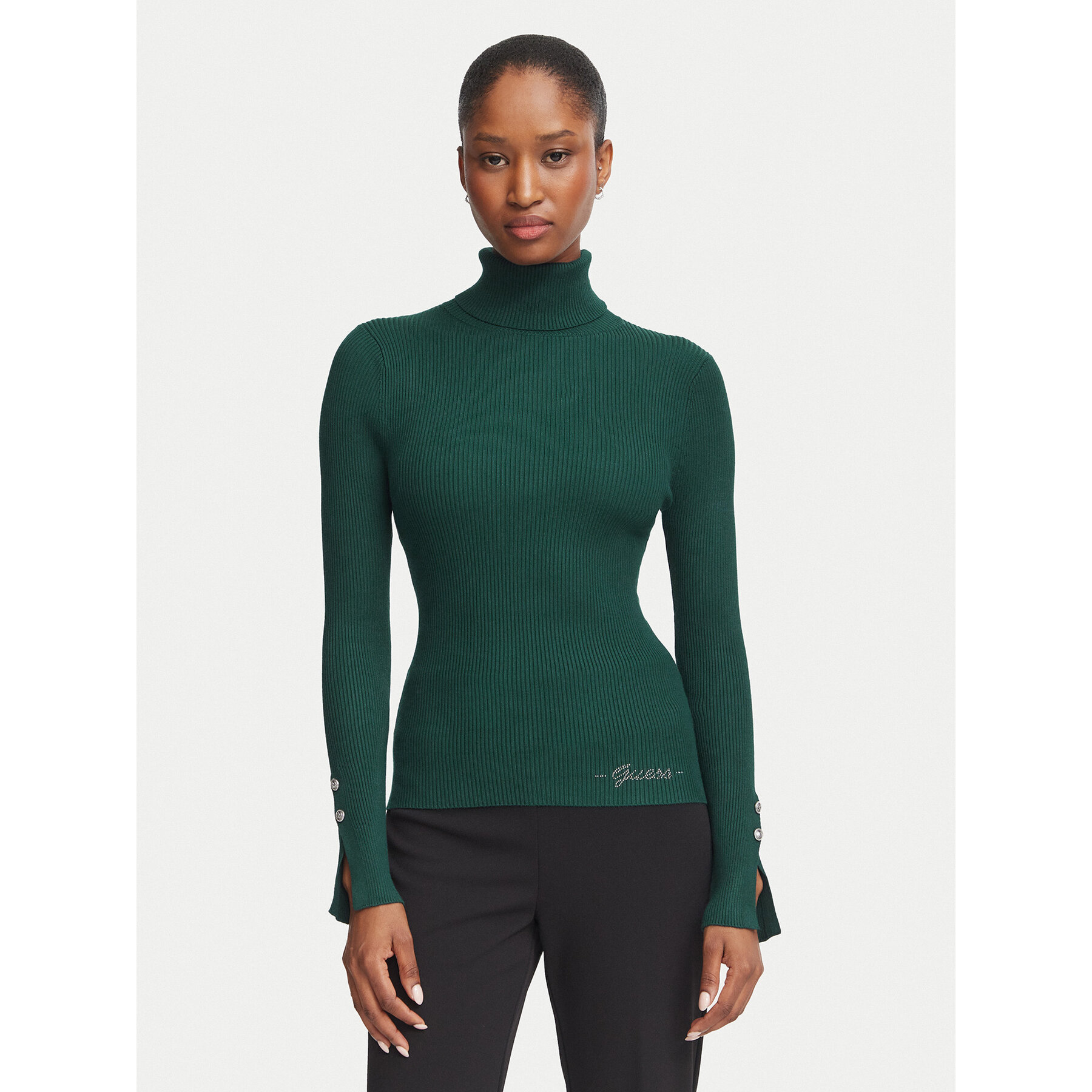 Guess Rollkragenpullover W6BR29 Z1417 Dunkelgrün Slim Fit