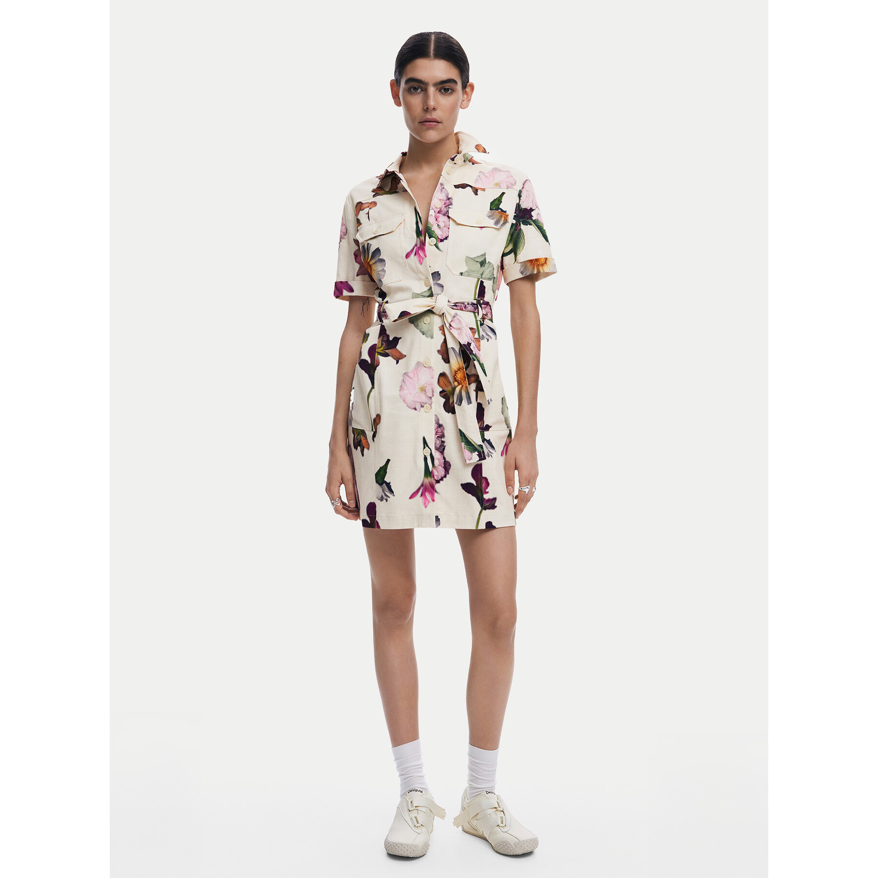 Desigual Hemdkleid Monicawhite 25SWVW13 Écru Regular Fit