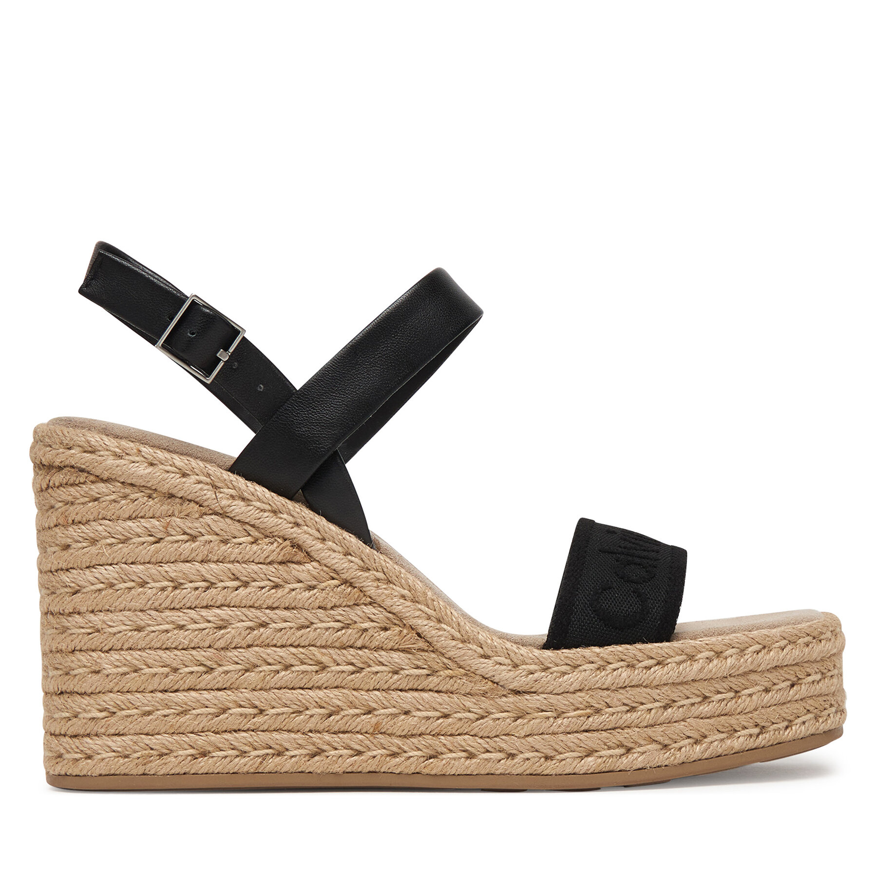 Espadrile Calvin Klein Wedge Espad 70 Webbing Lth HW0HW02901 Crna