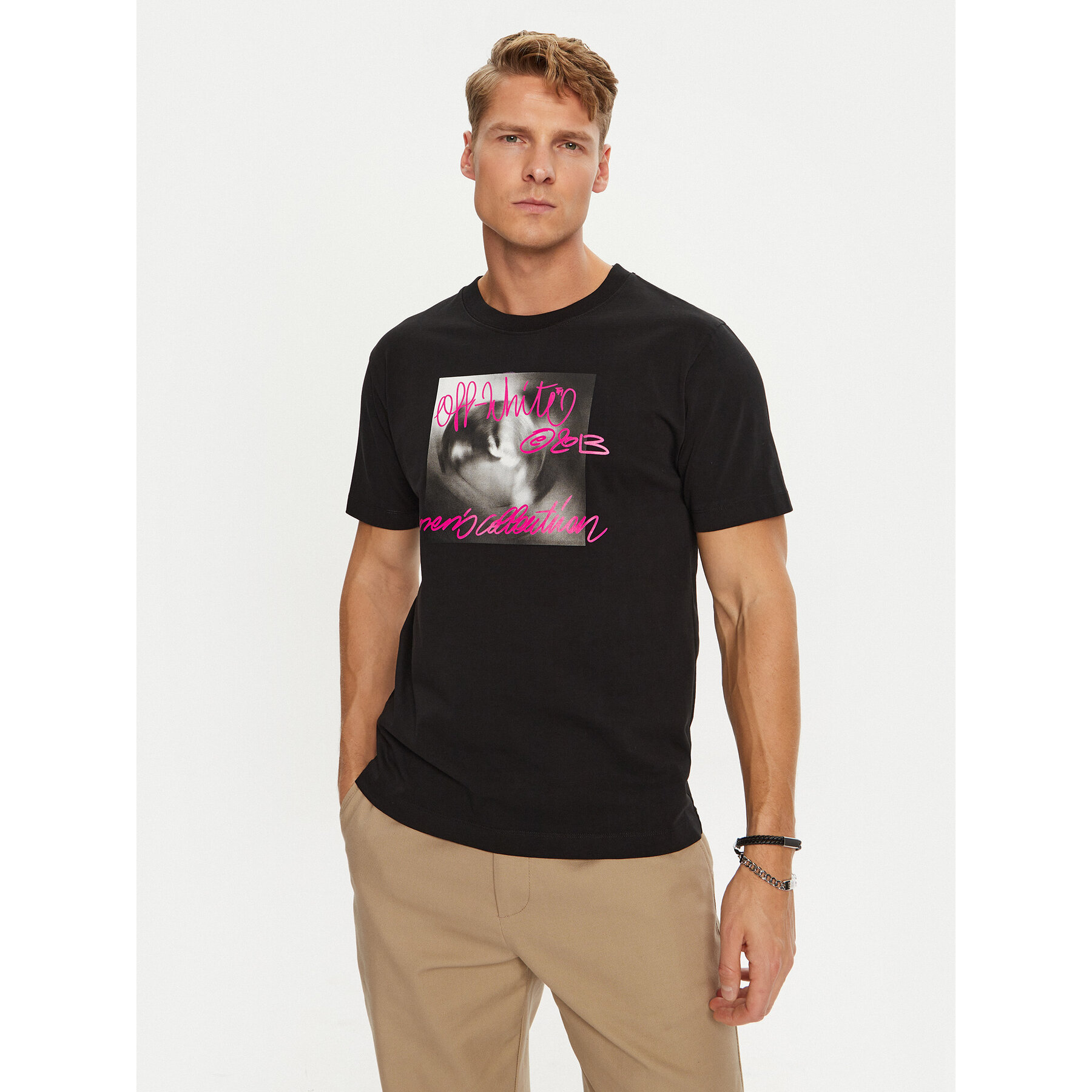 Off-White Marškinėliai OMAA027F22JER0141068 Juoda Regular Fit