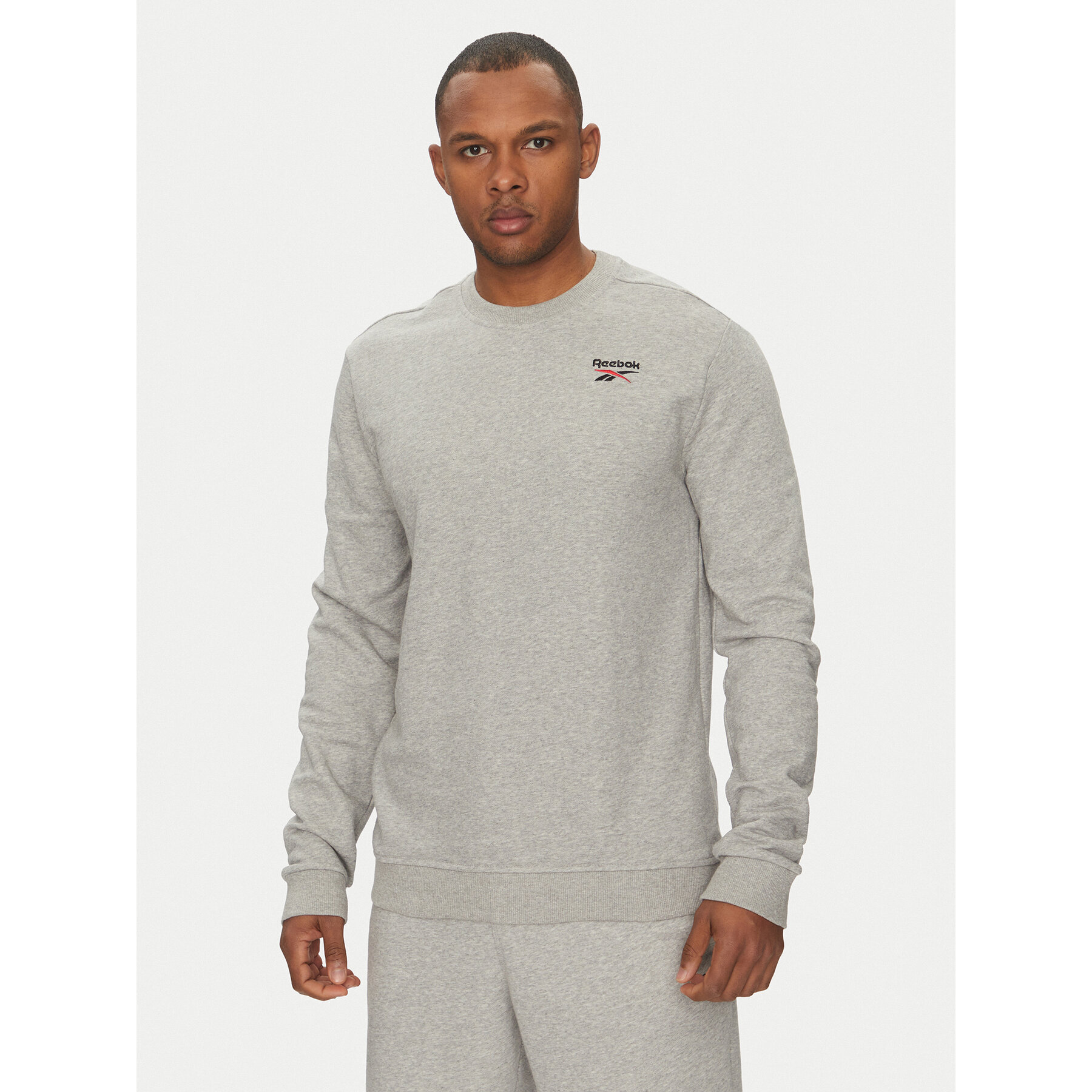 Reebok Majica dugih rukava Logo Crew 100221789 Siva Regular Fit