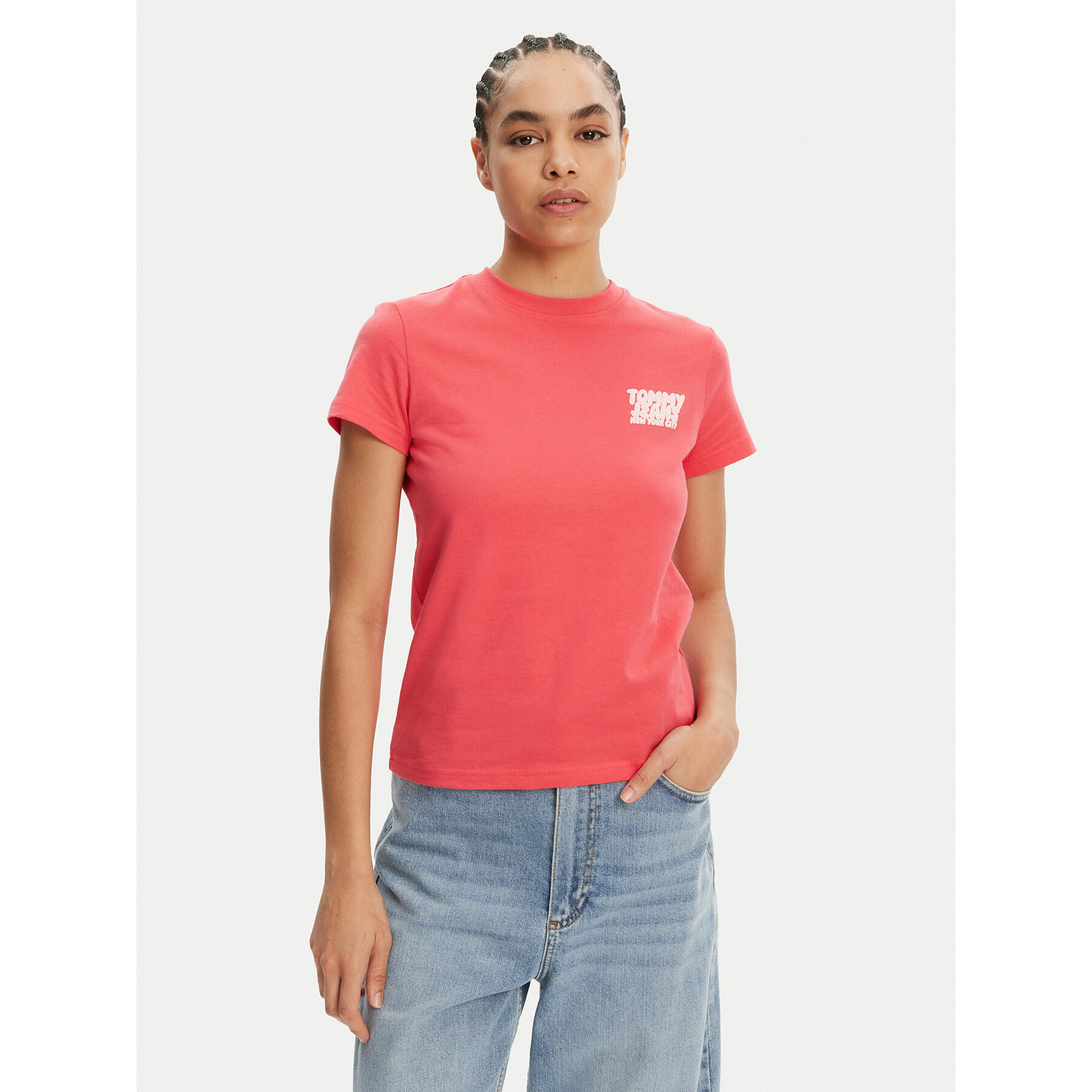 Tommy Jeans Póló Bubble DW0DW21338 Rózsaszín Regular Fit