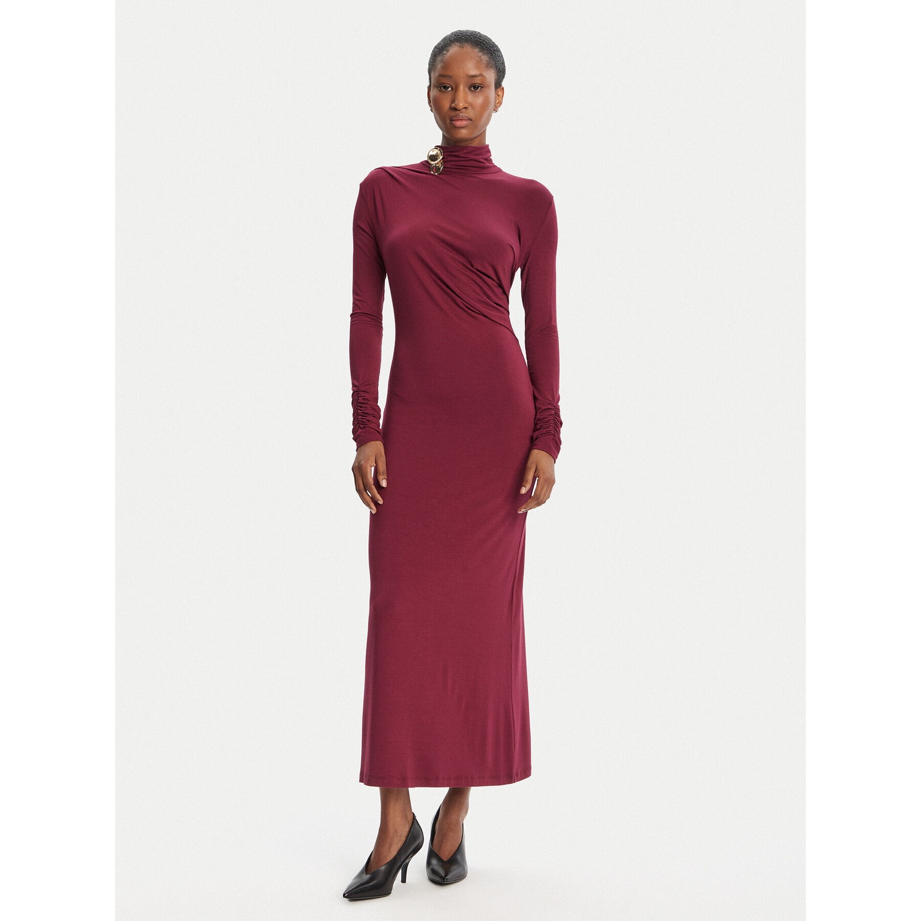 Simona Corsellini Abendkleid A25CPAB00601 Dunkelrot Slim Fit