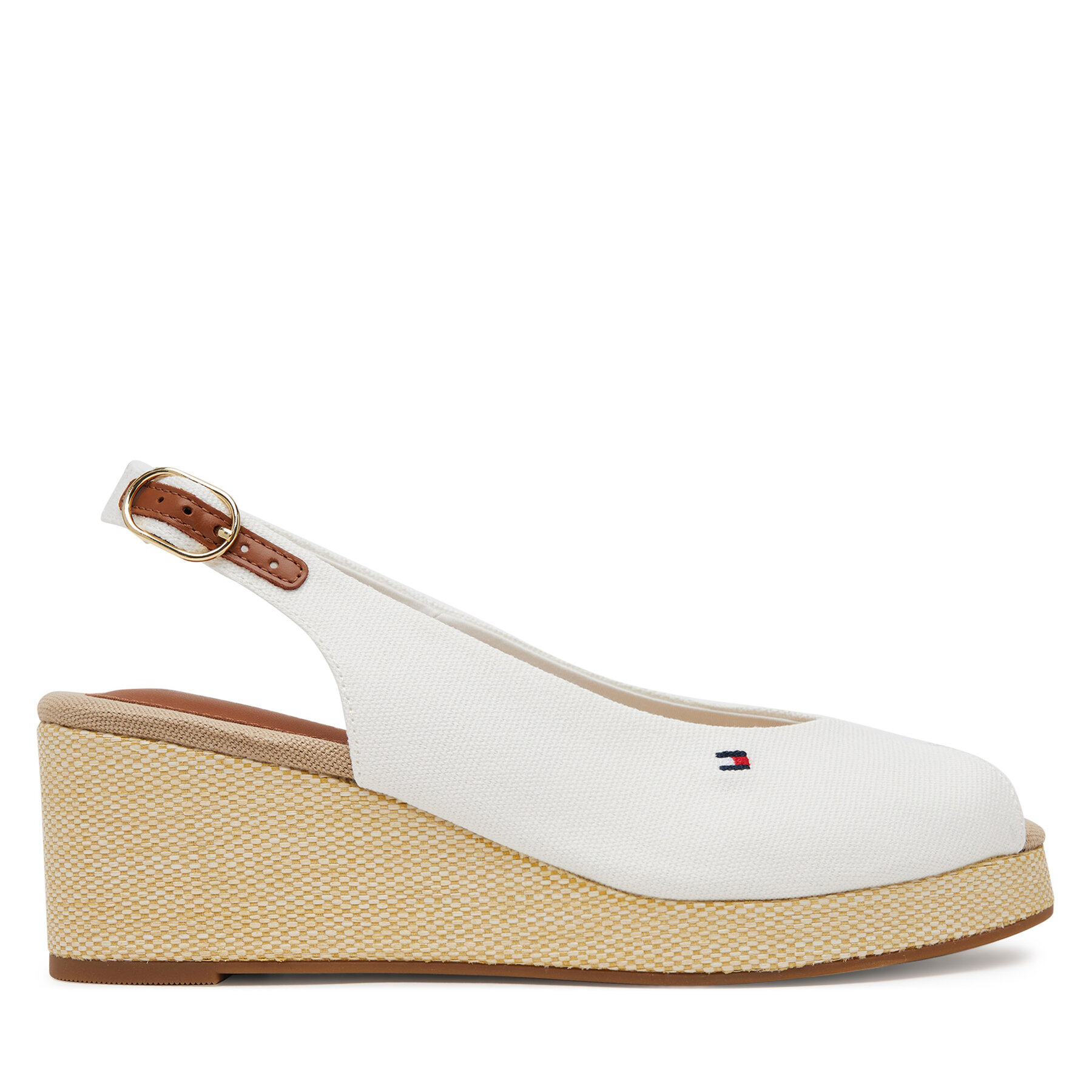 Espadrilles Tommy Hilfiger Flag Mid Wedge Espad Slingback FW0FW08595 Fehér